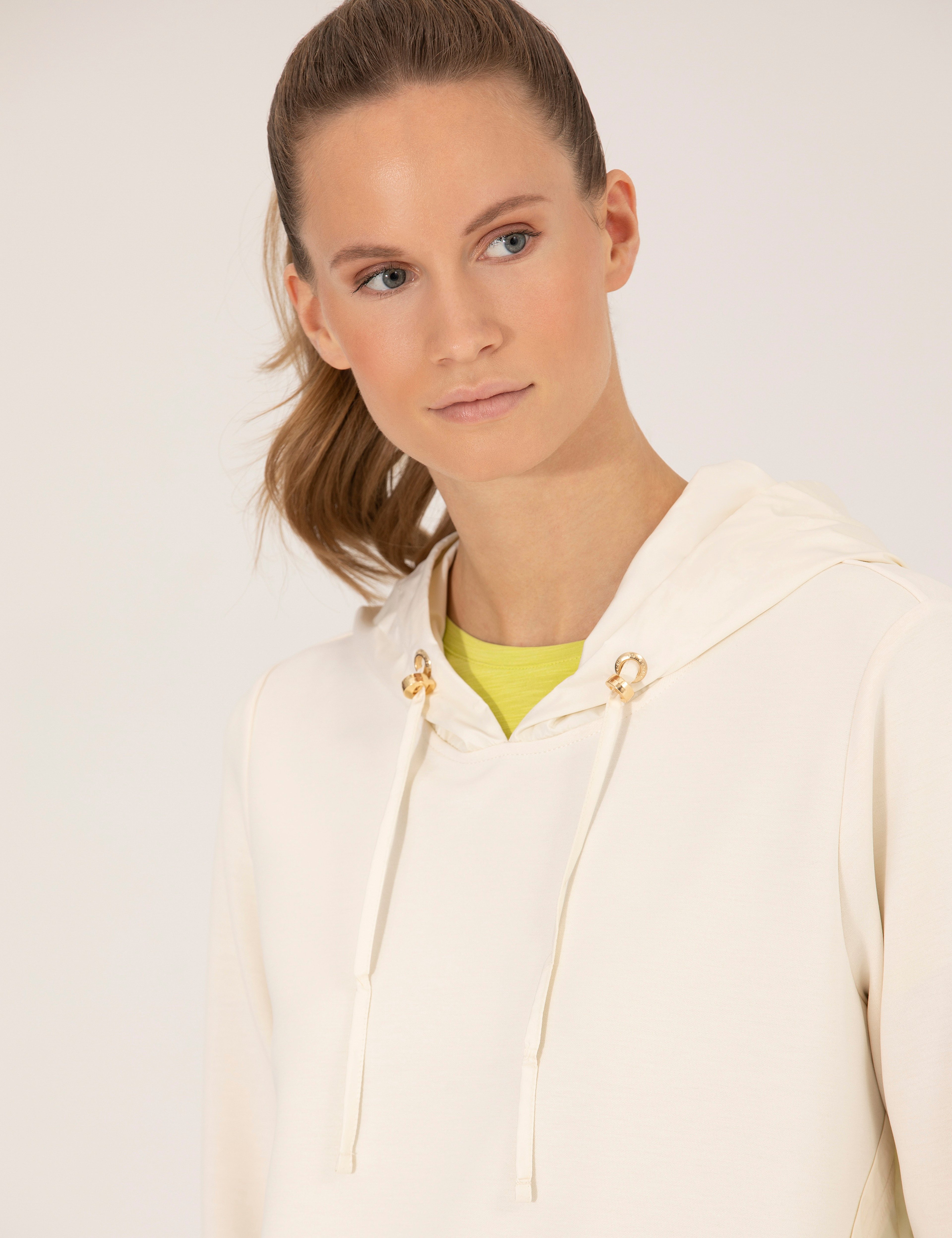 Ekru Comfort Fit Kapüşonlu Sweatshirt - Image 3