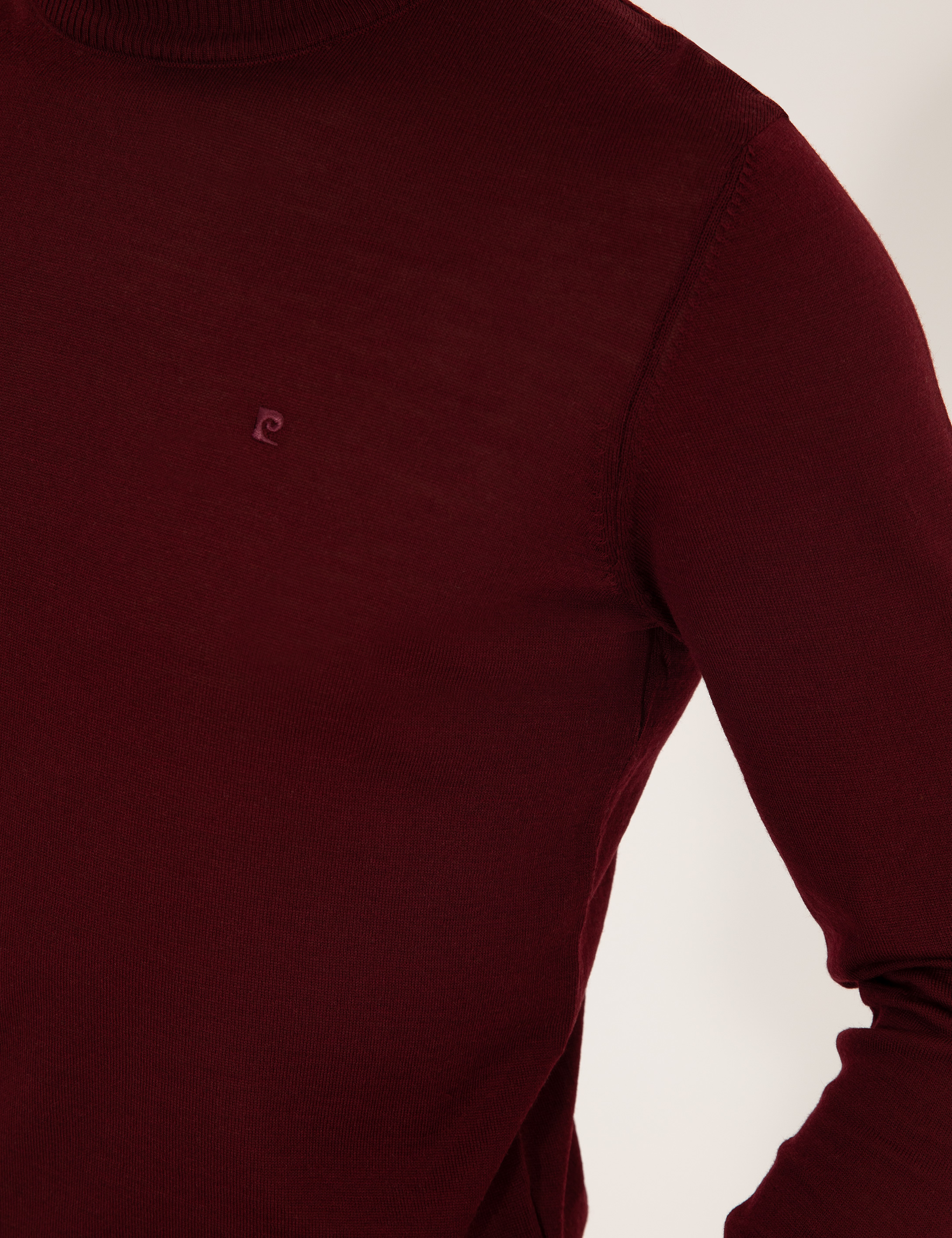 Pierre Cardin Bordo Slim Fit Yarım Balıkçı Yaka Yün Karışımlı Basic Triko Kazak görsel 6