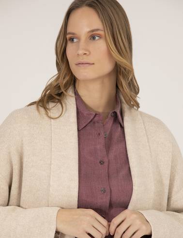 Krem Melanj Comfort Fit Triko Hırka