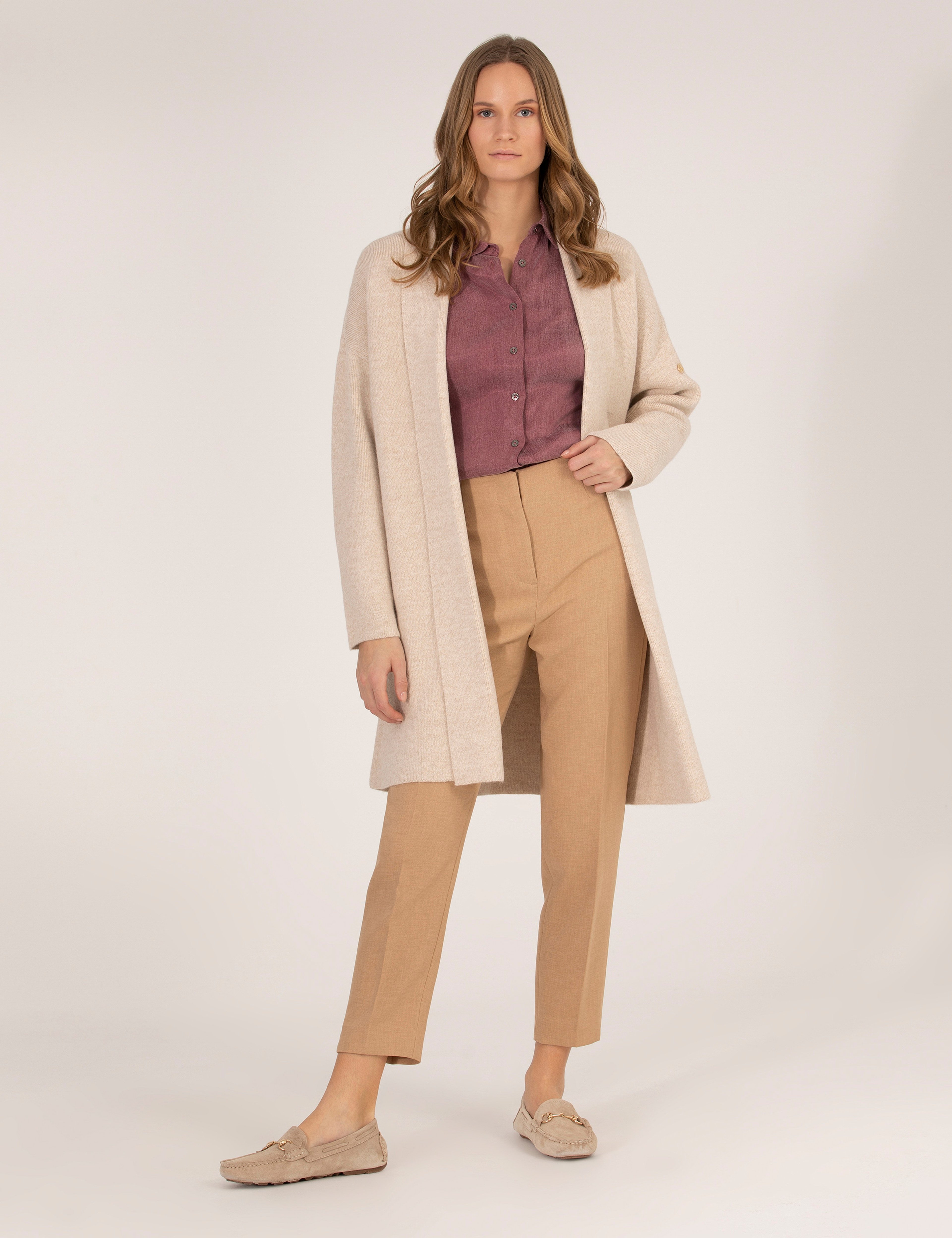 Krem Melanj Comfort Fit Triko Hırka - Image 1