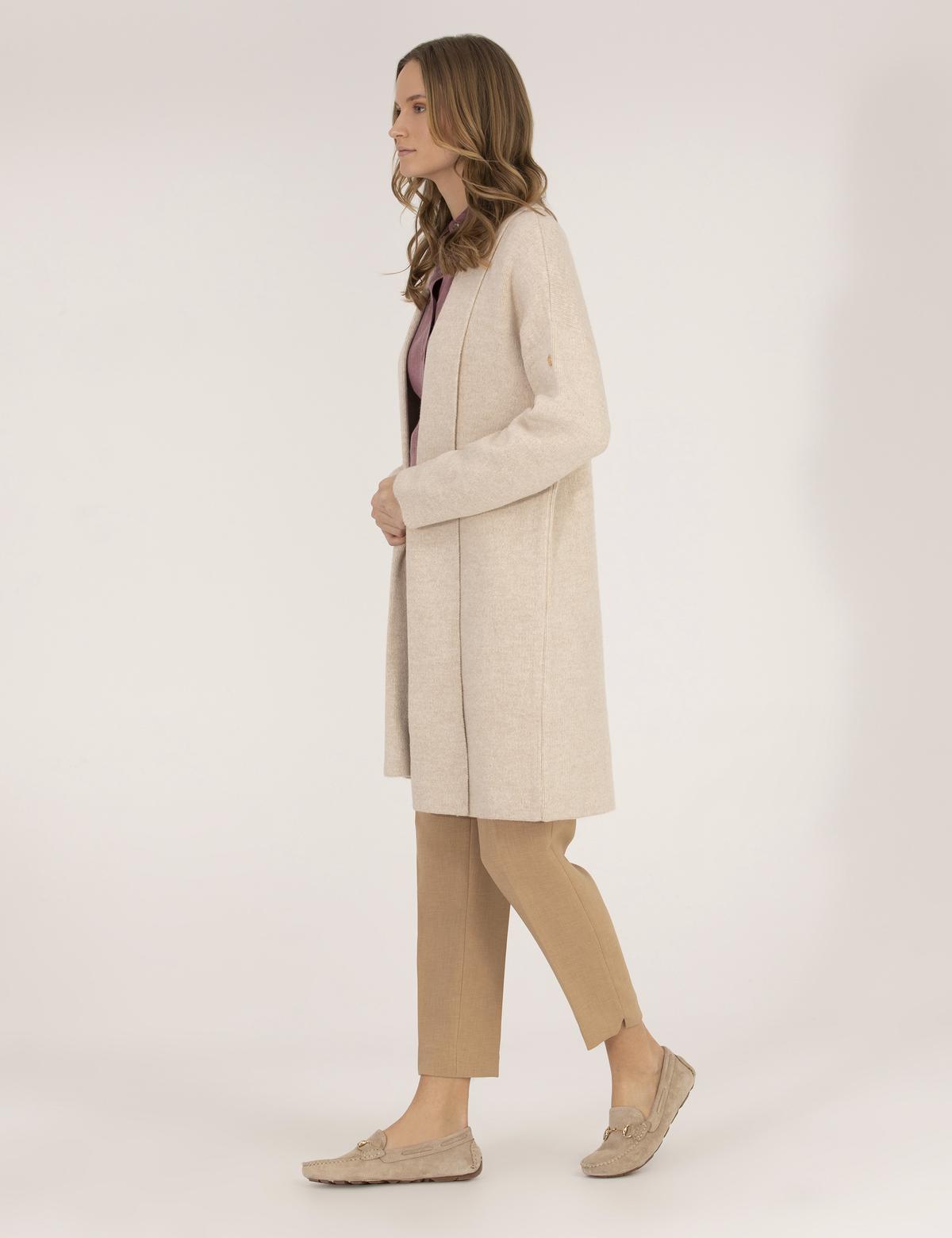 Krem Melanj Comfort Fit Triko Hırka - 50253221015