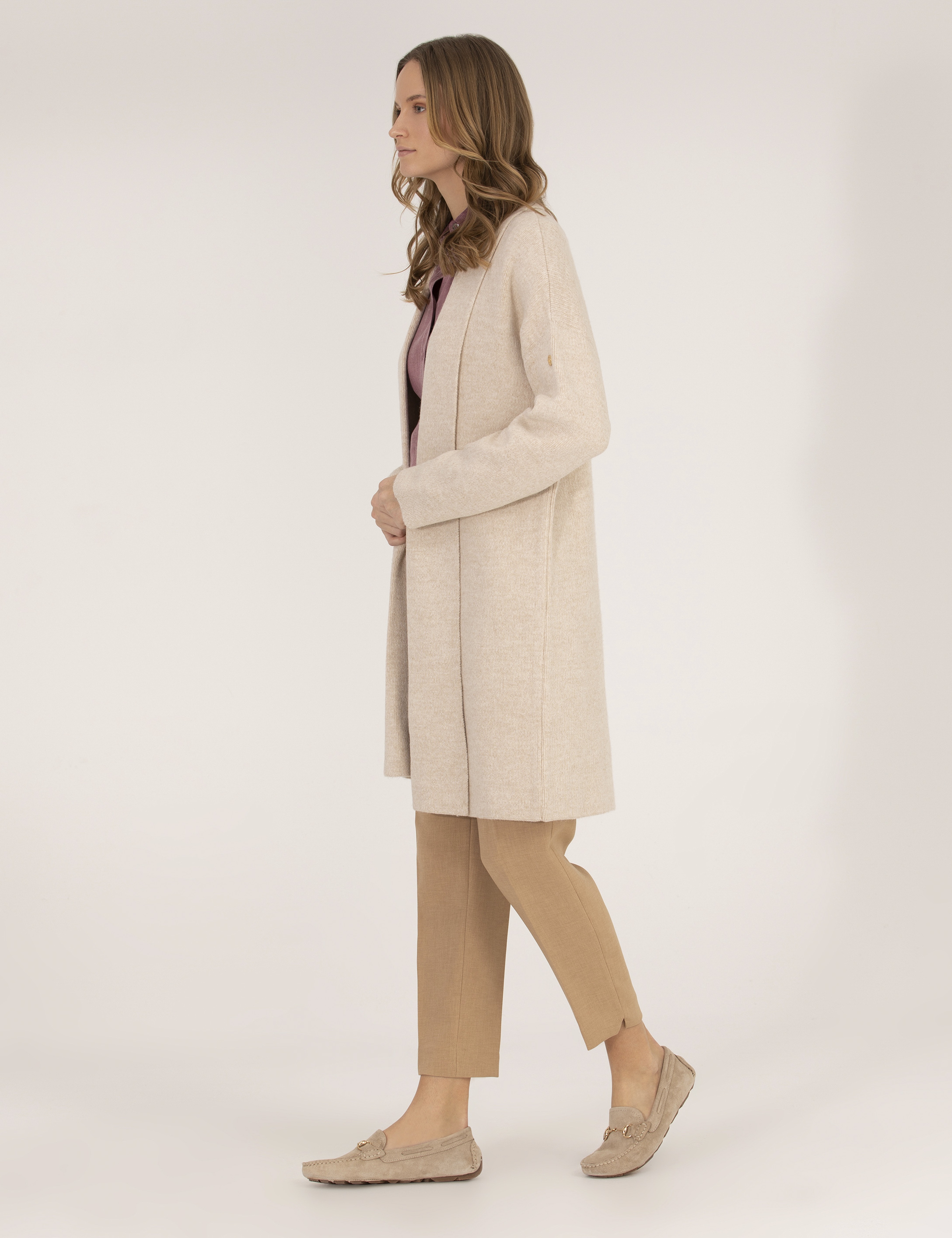 Krem Melanj Comfort Fit Triko Hırka - Image 4