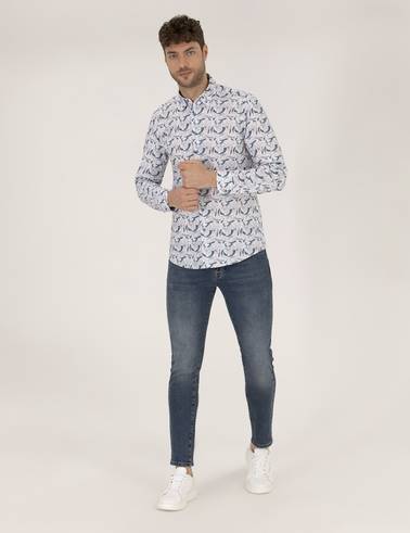 Pembe Slim Fit Uzun Kollu Gömlek