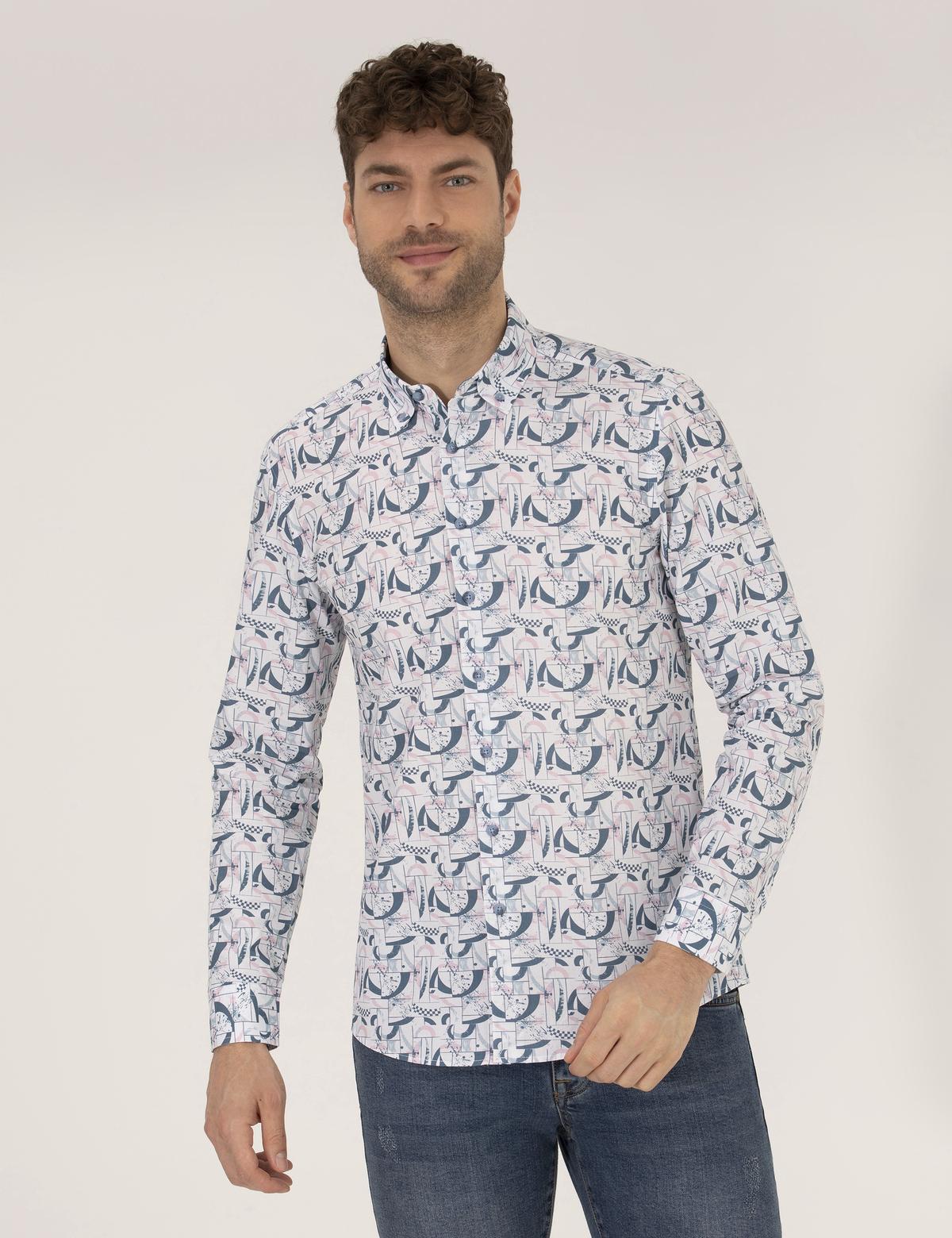 Pembe Slim Fit Uzun Kollu Gömlek