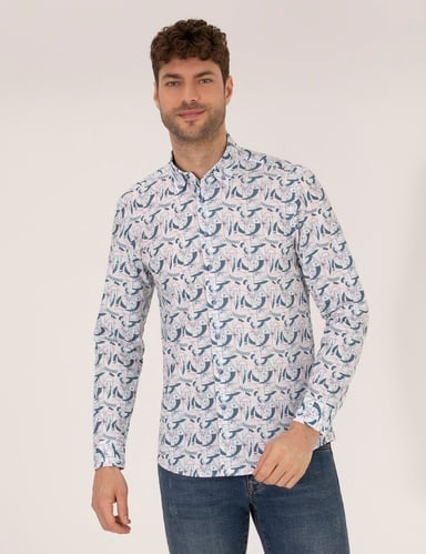 Pembe Slim Fit Uzun Kollu Gömlek