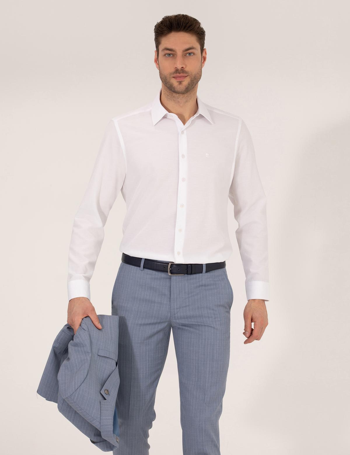 Beyaz Slim Fit Uzun Kollu Gömlek