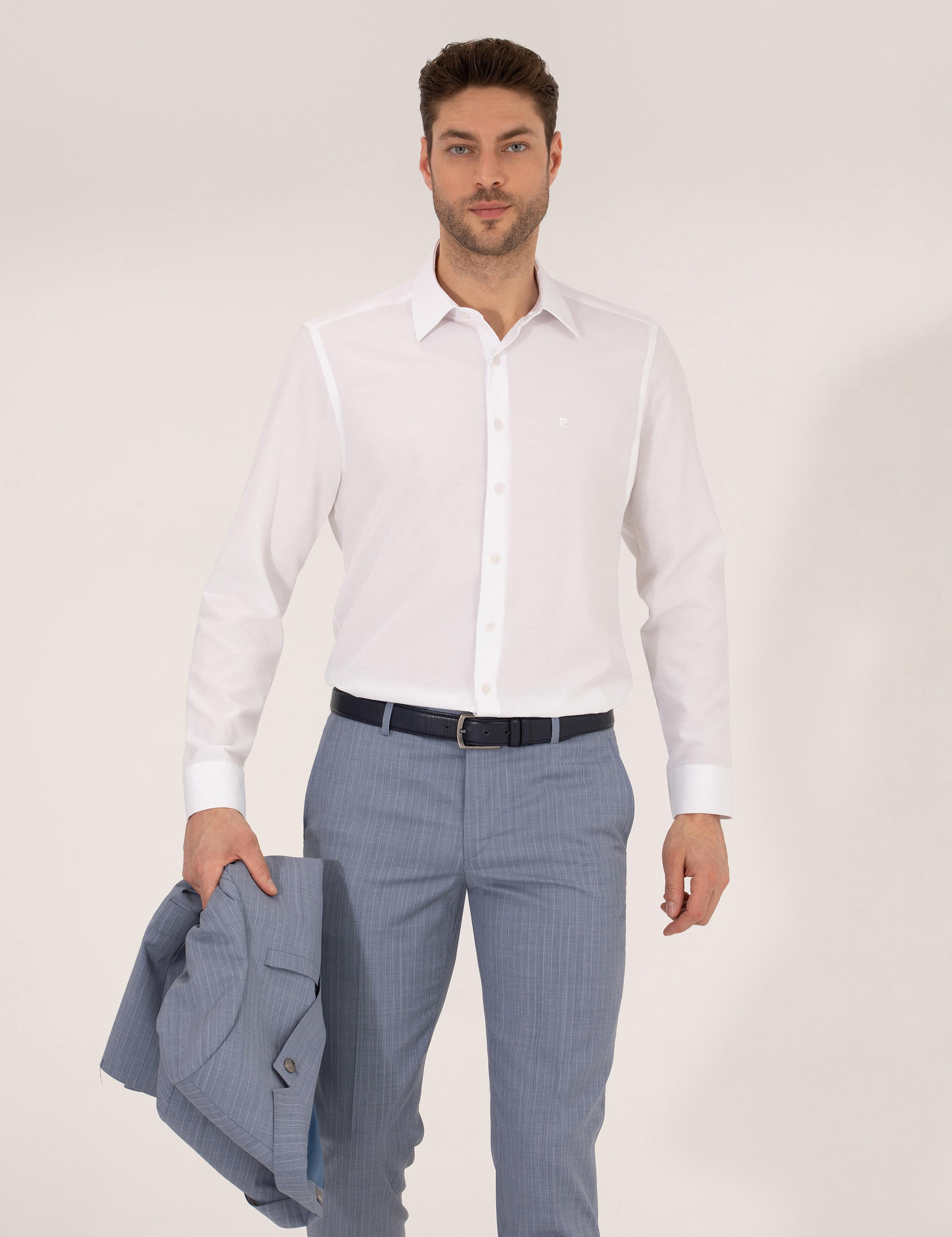 Beyaz Slim Fit Uzun Kollu Gömlek