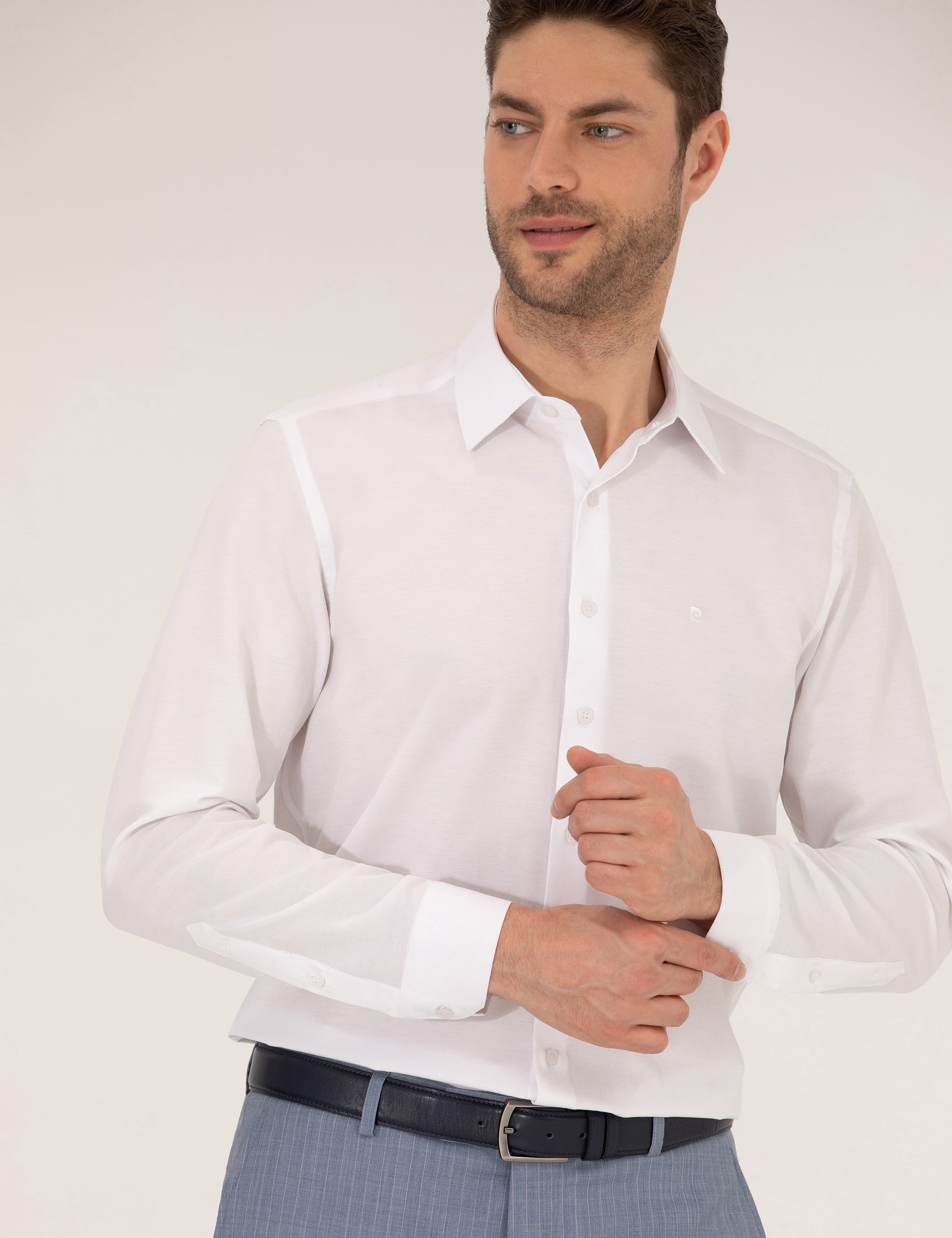 Beyaz Slim Fit Uzun Kollu Gömlek - Image 2