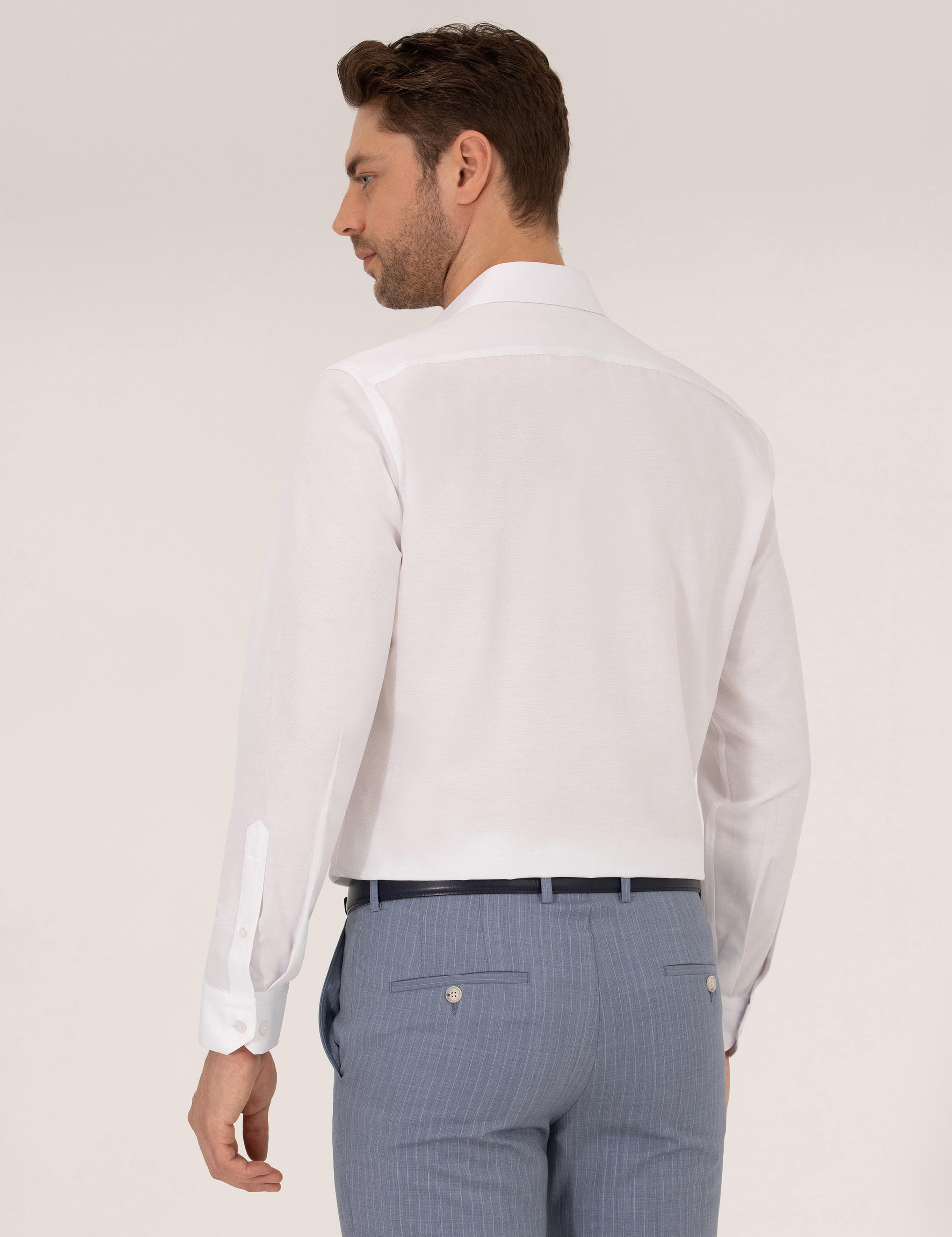 Beyaz Slim Fit Uzun Kollu Gömlek