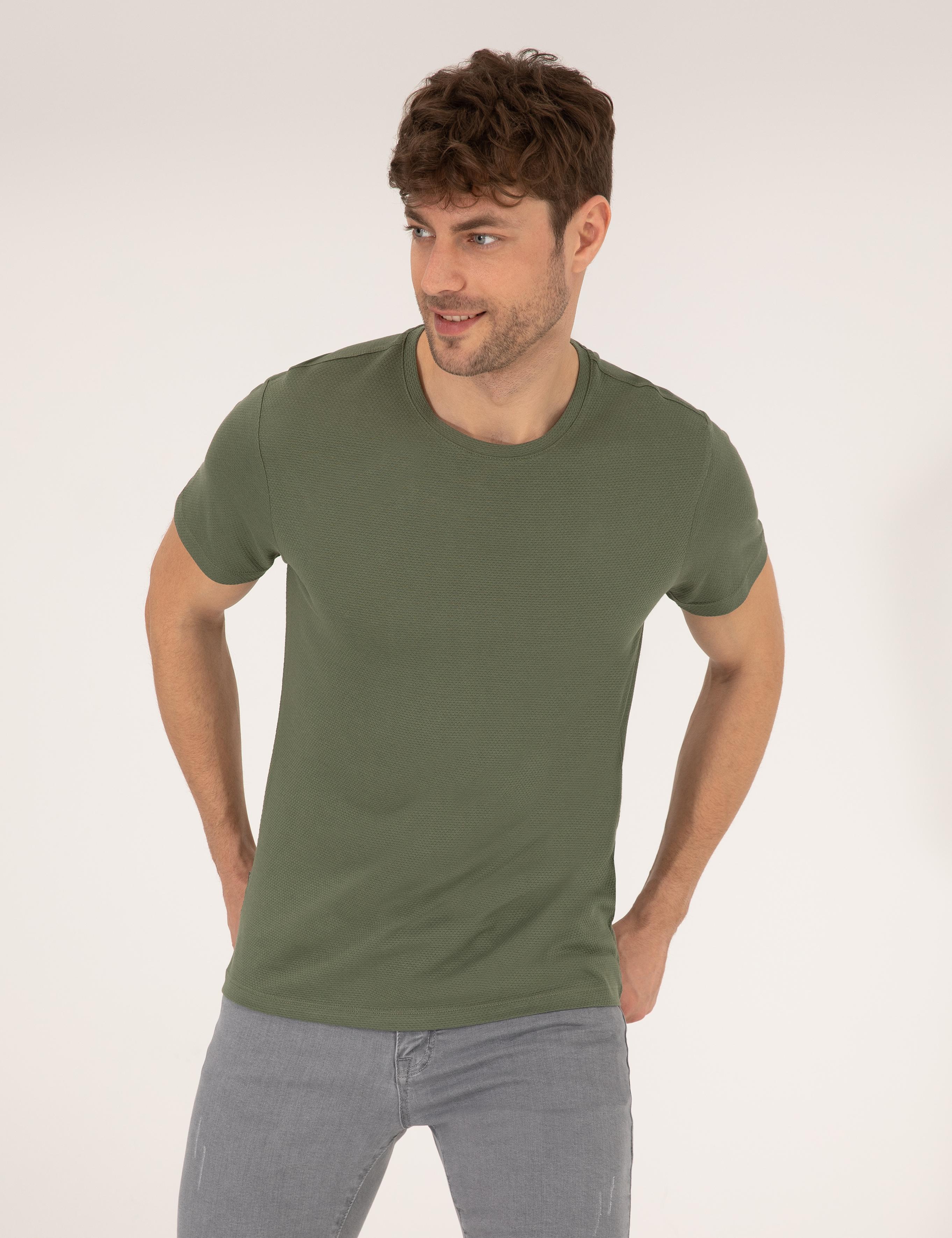 Haki Slim Fit Basic Tişört