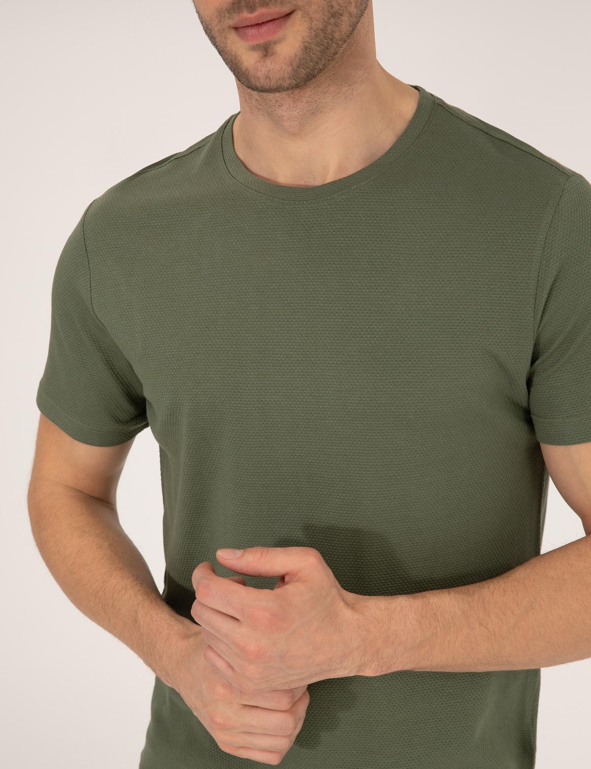 Haki Slim Fit Basic Tişört - 50267073002