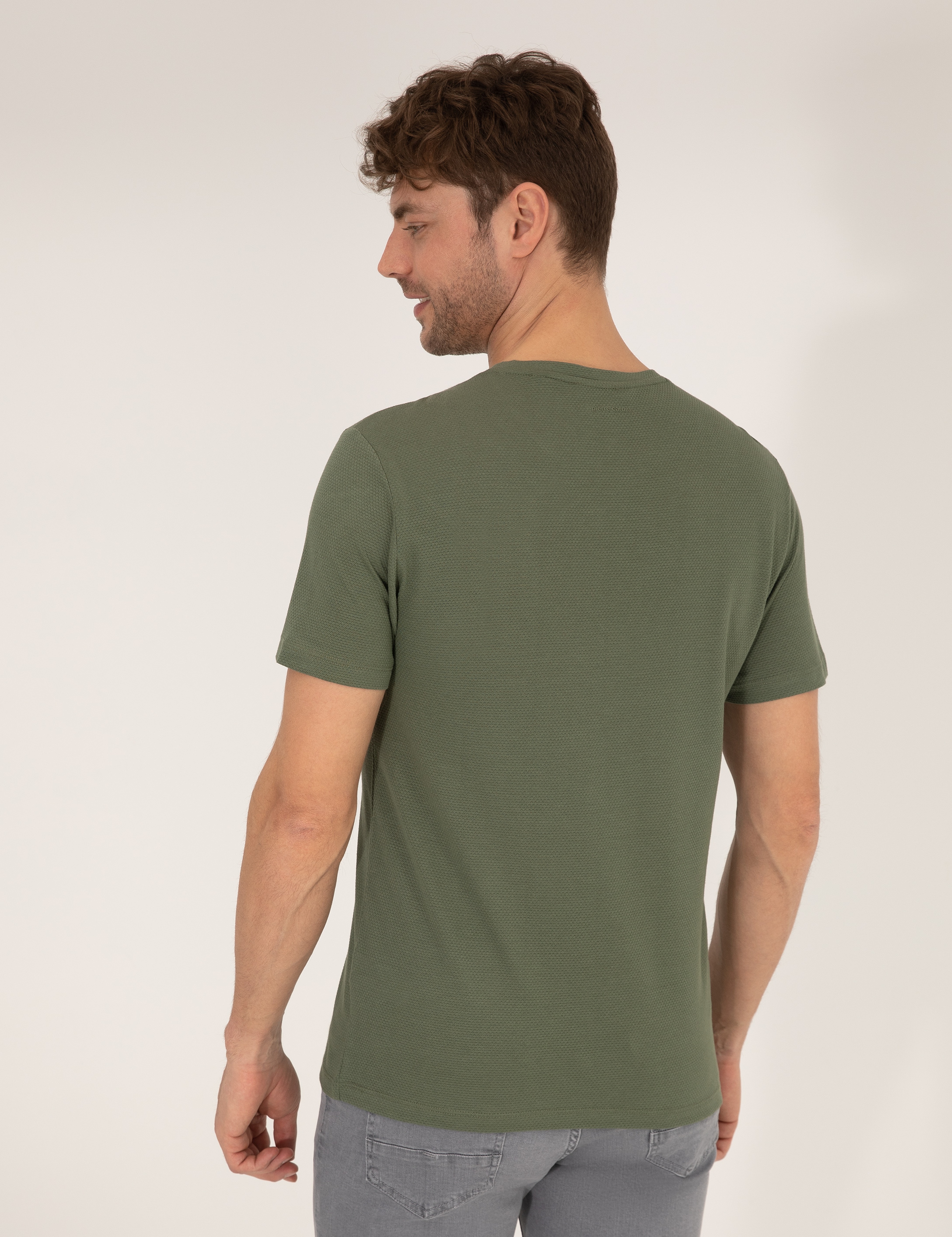 Haki Slim Fit Basic Tişört - Image 5