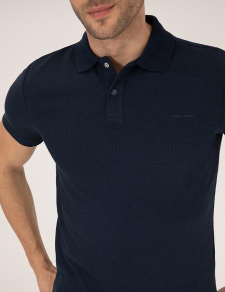 Lacivert Dokulu Slim Fit Polo Yaka Tişört - 50269310014