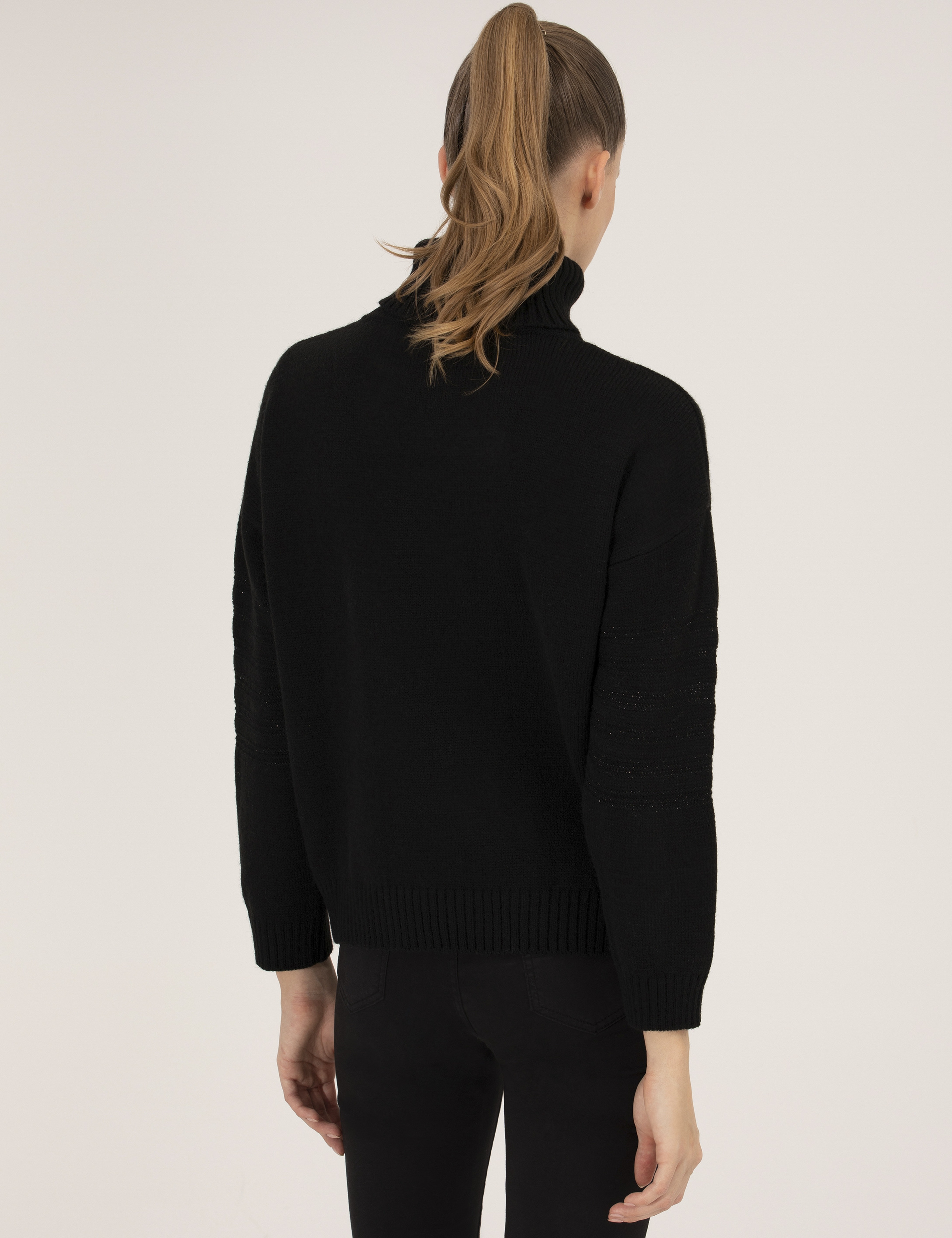 Siyah Comfort Fit Balıkçı Yaka Kazak - Image 5