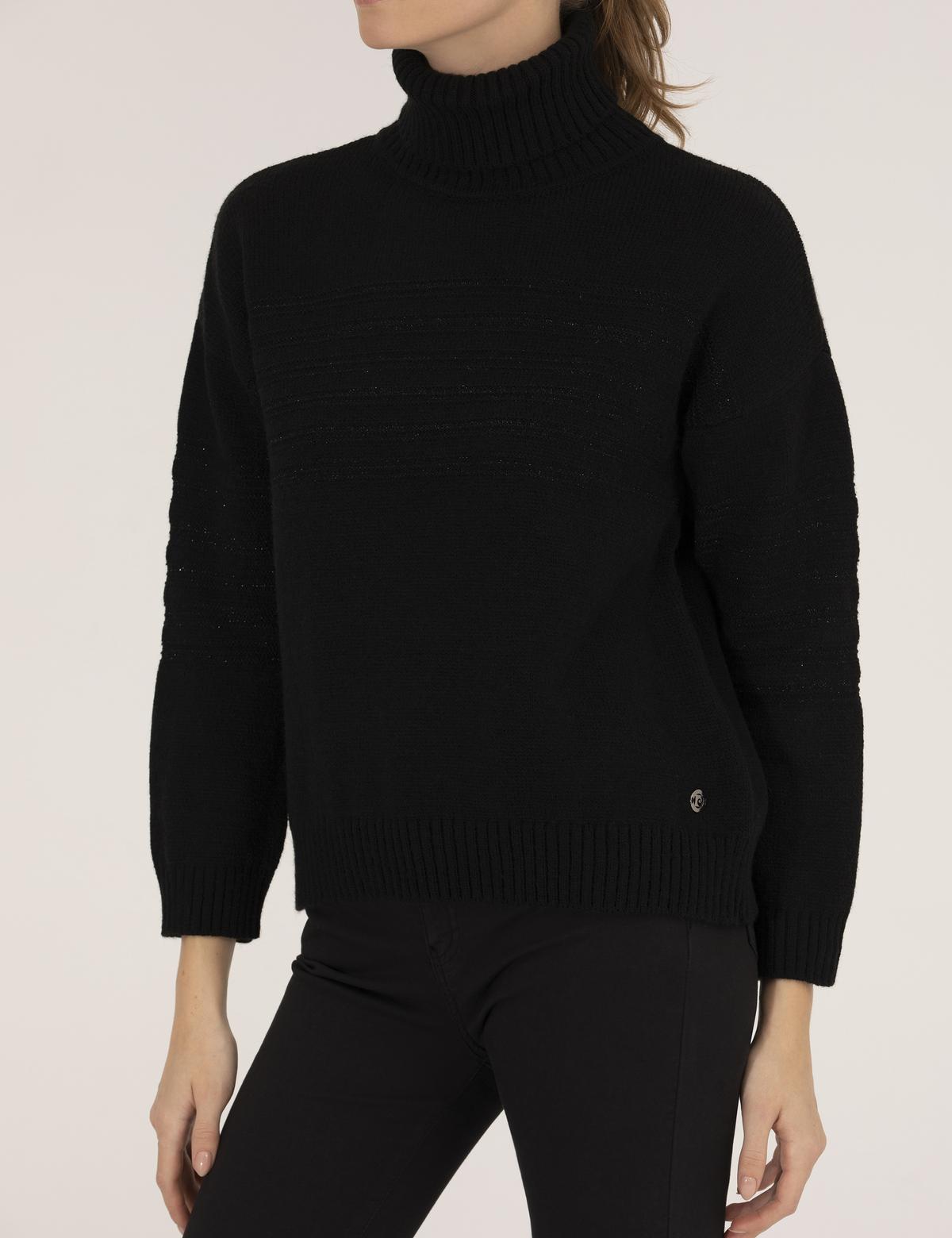 Siyah Comfort Fit Balıkçı Yaka Kazak - 50252910001