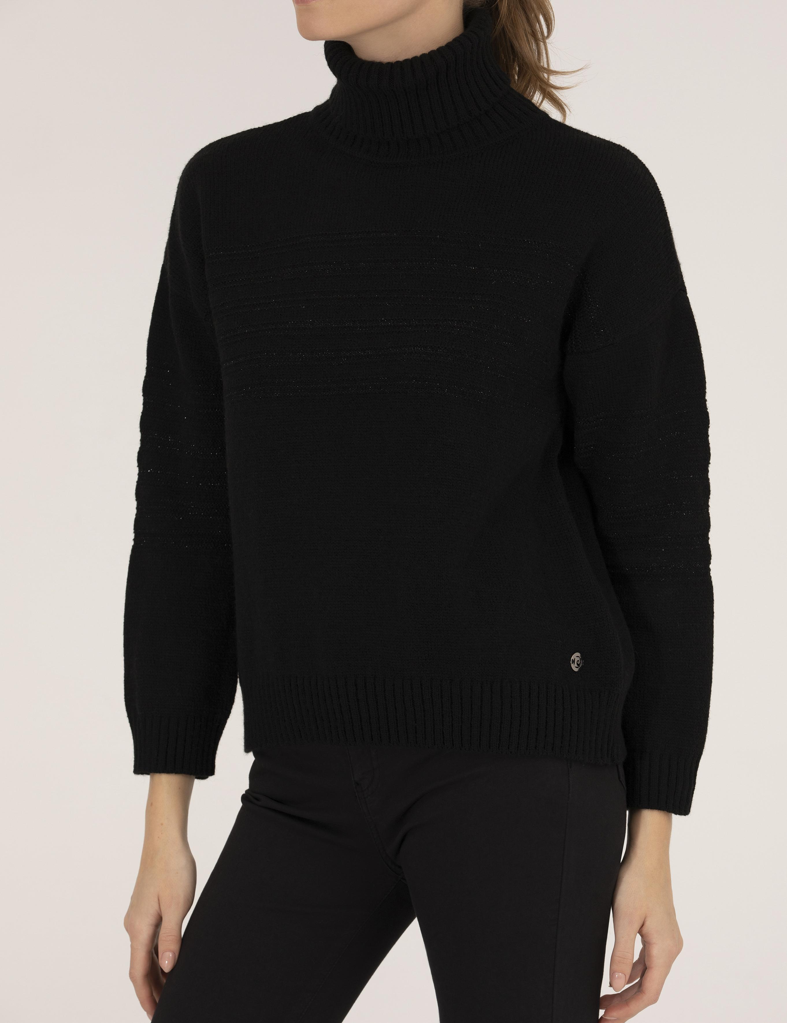 Siyah Comfort Fit Balıkçı Yaka Kazak