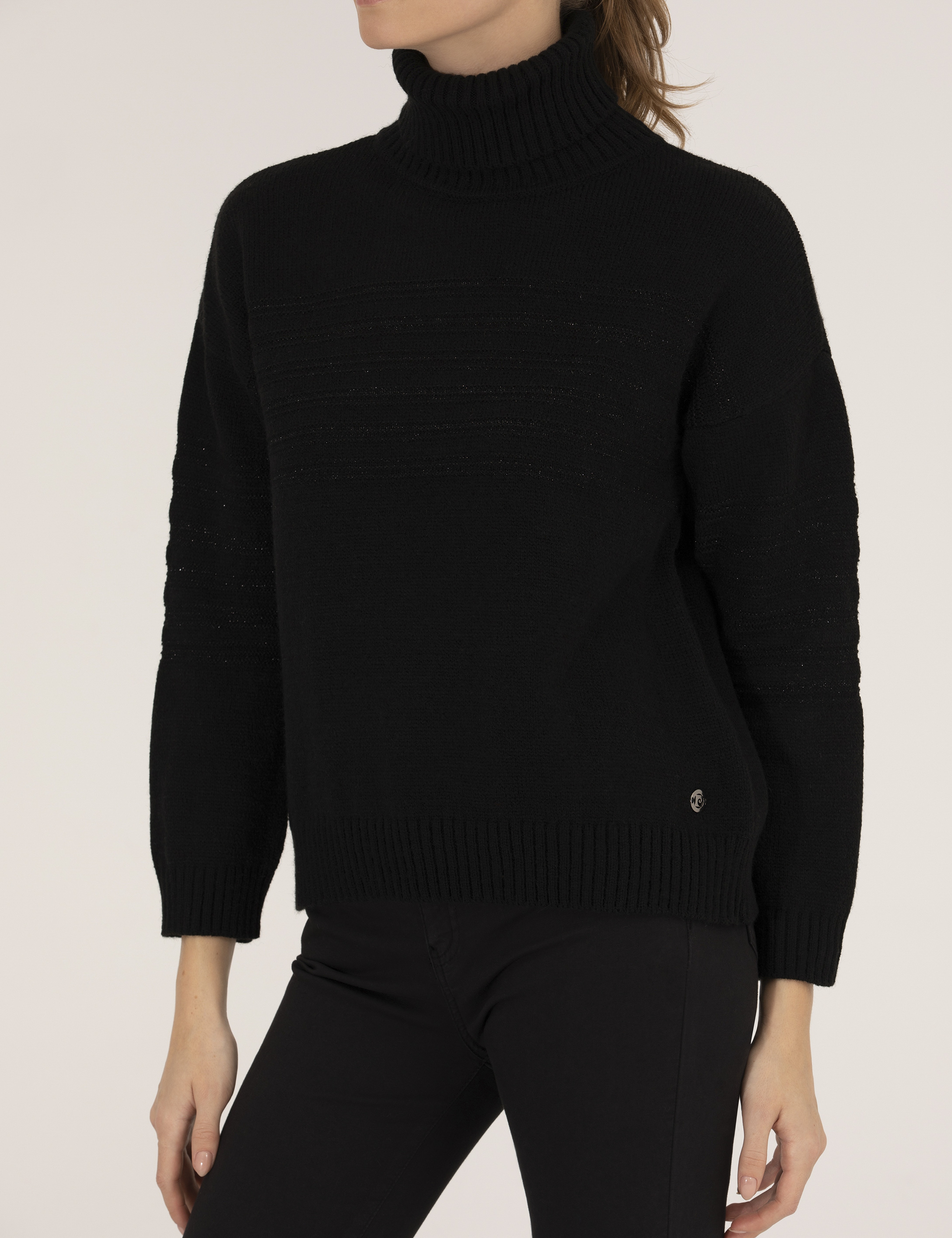 Siyah Comfort Fit Balıkçı Yaka Kazak