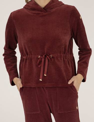 Bordo Comfort Fit Kapüşonlu Sweatshirt