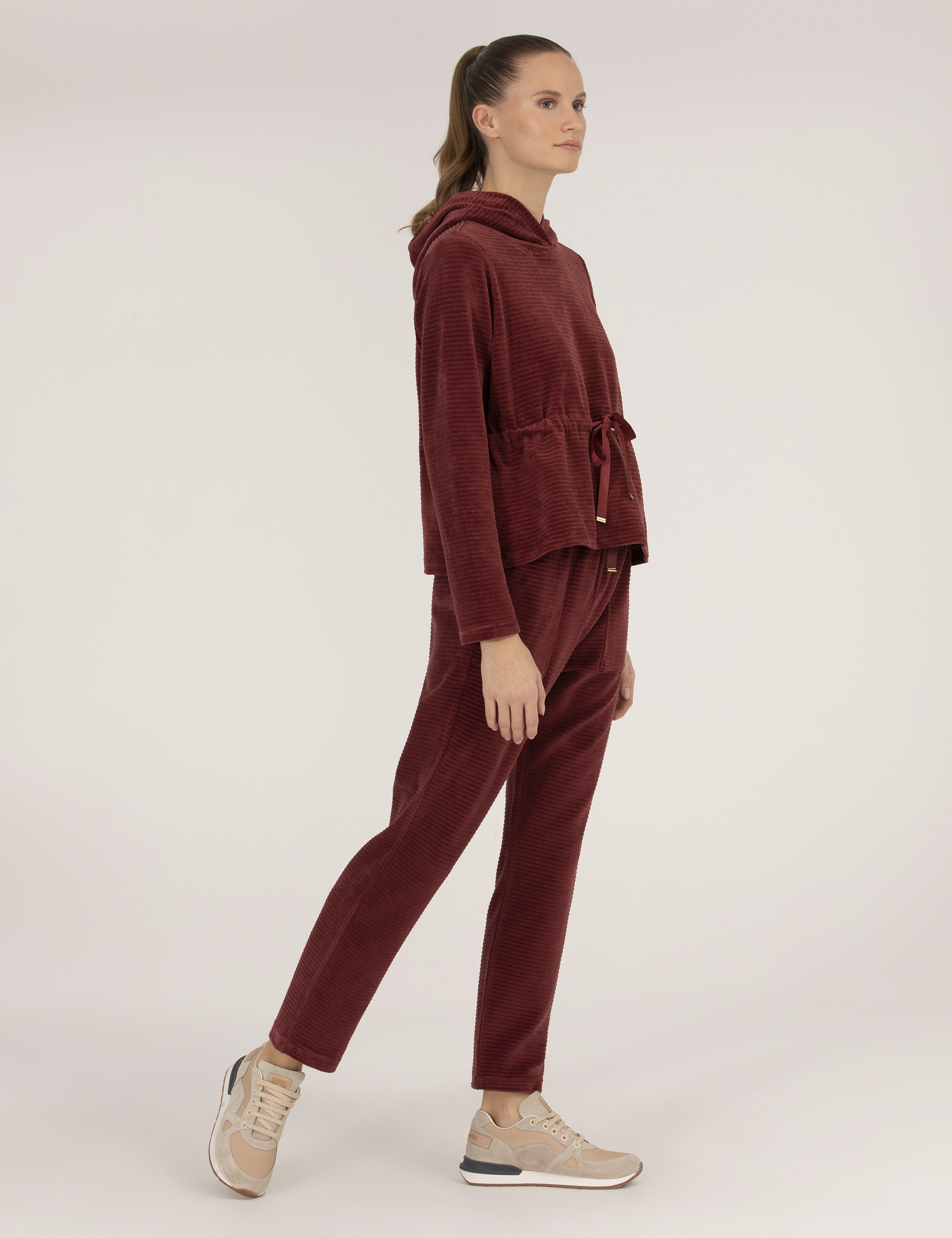 Bordo Comfort Fit Kapüşonlu Sweatshirt