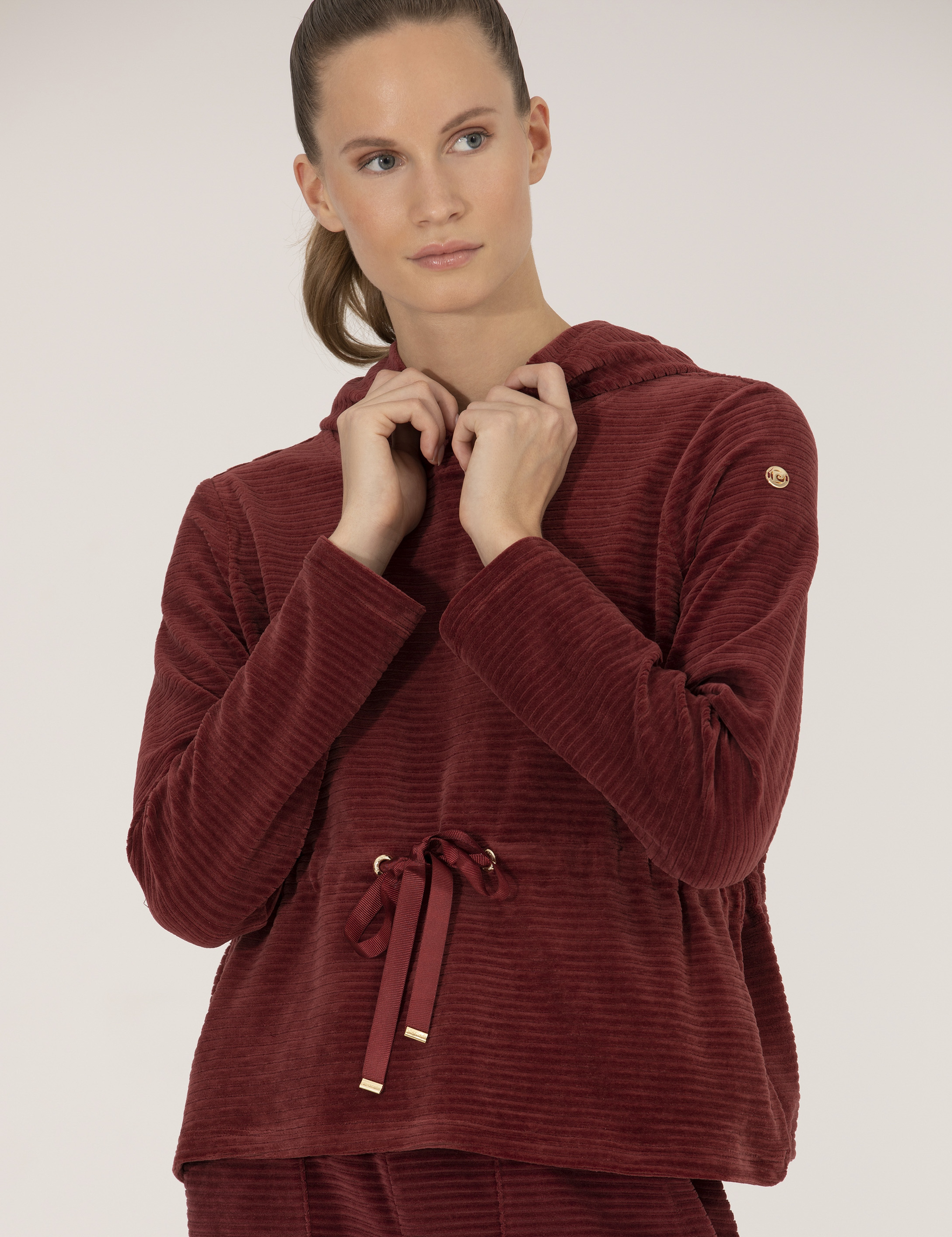 Bordo Comfort Fit Kapüşonlu Sweatshirt - Image 3