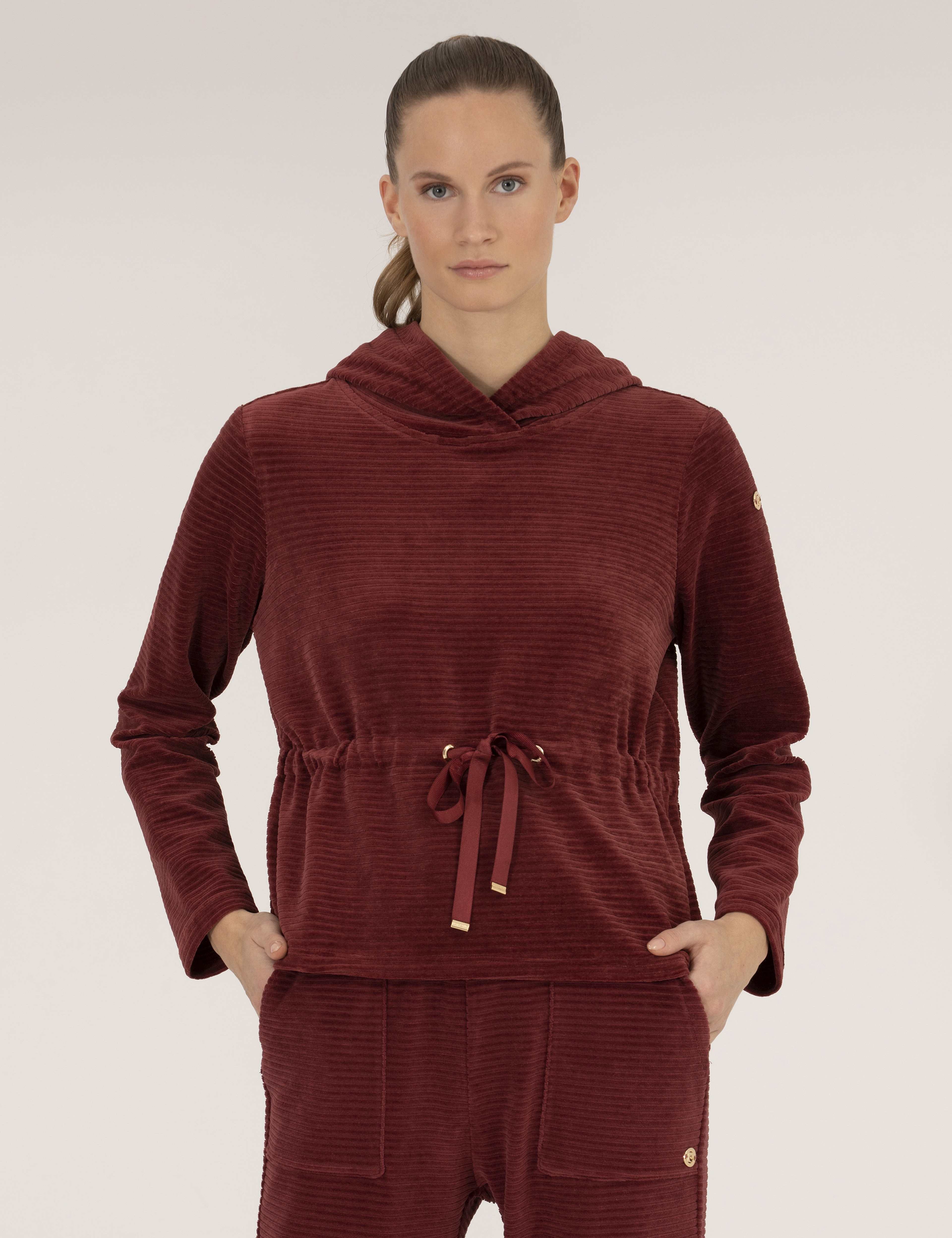 Bordo Comfort Fit Kapüşonlu Sweatshirt - Image 1