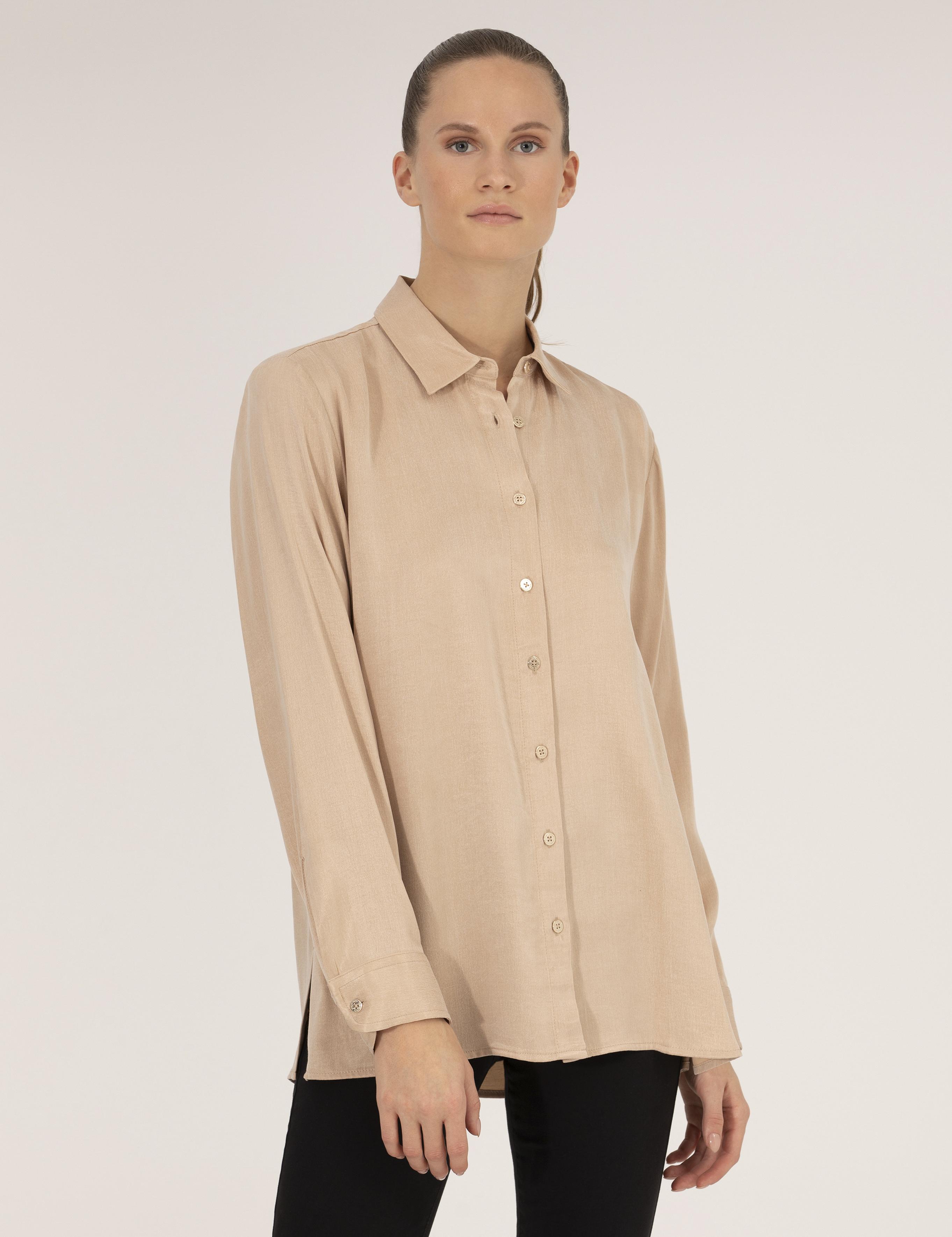 Bej Comfort Fit Uzun Kollu Gömlek