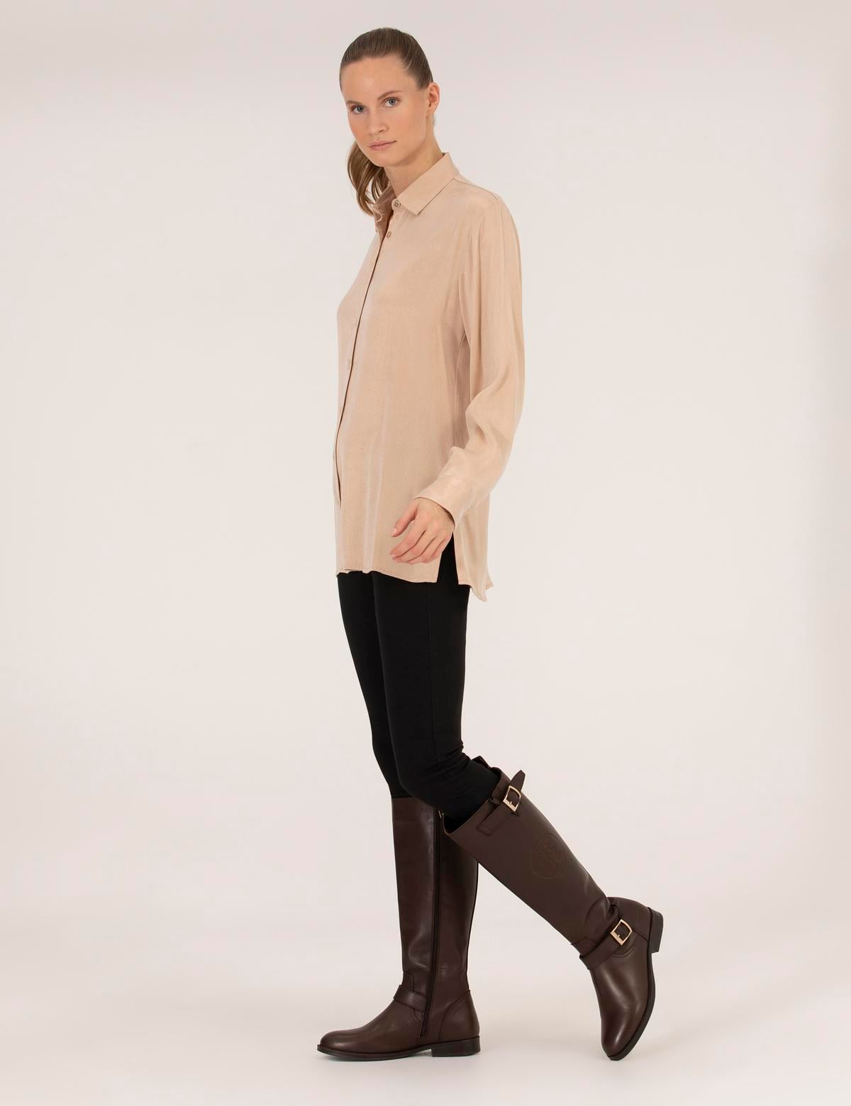 Bej Comfort Fit Uzun Kollu Gömlek - 50254167027