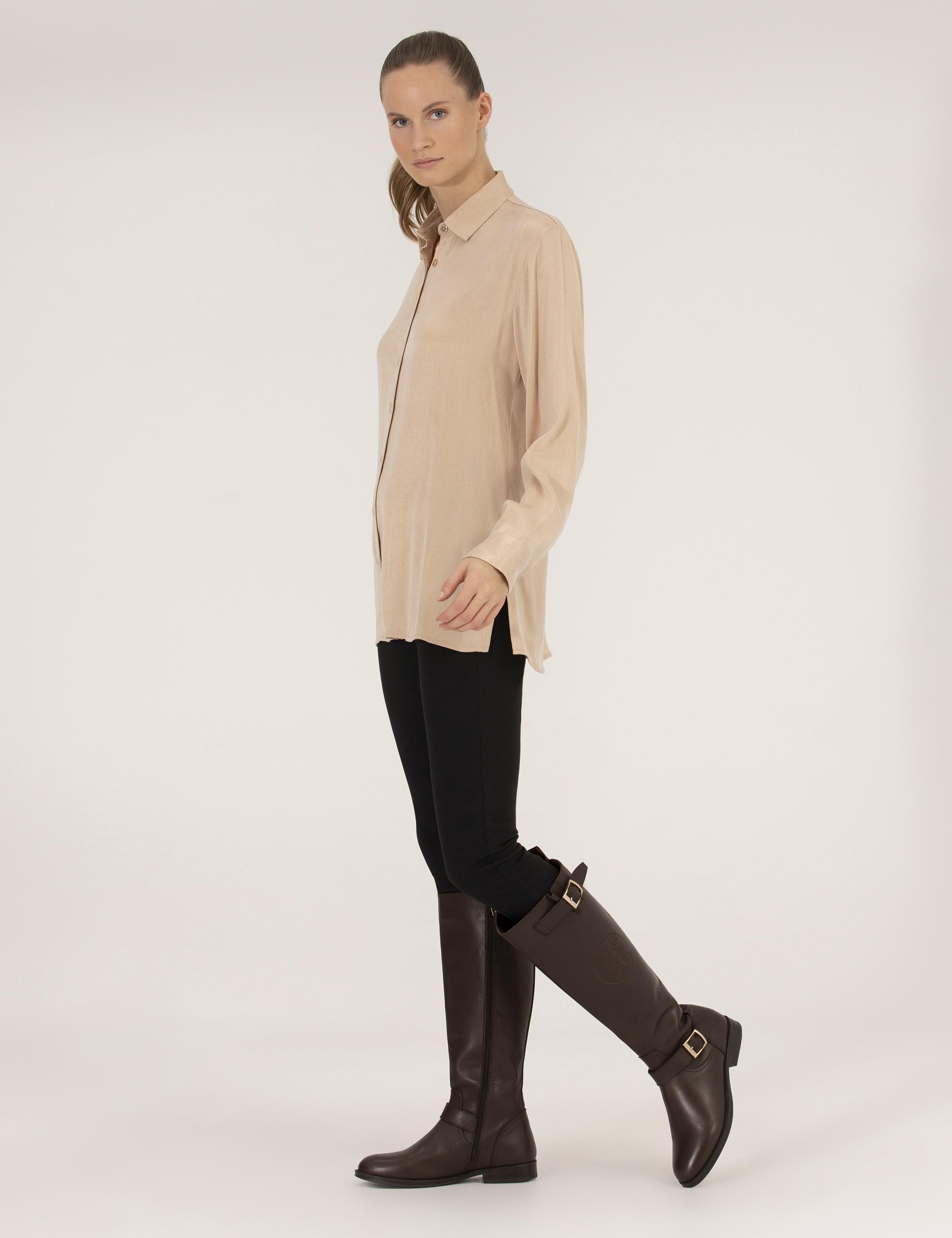 Bej Comfort Fit Uzun Kollu Gömlek