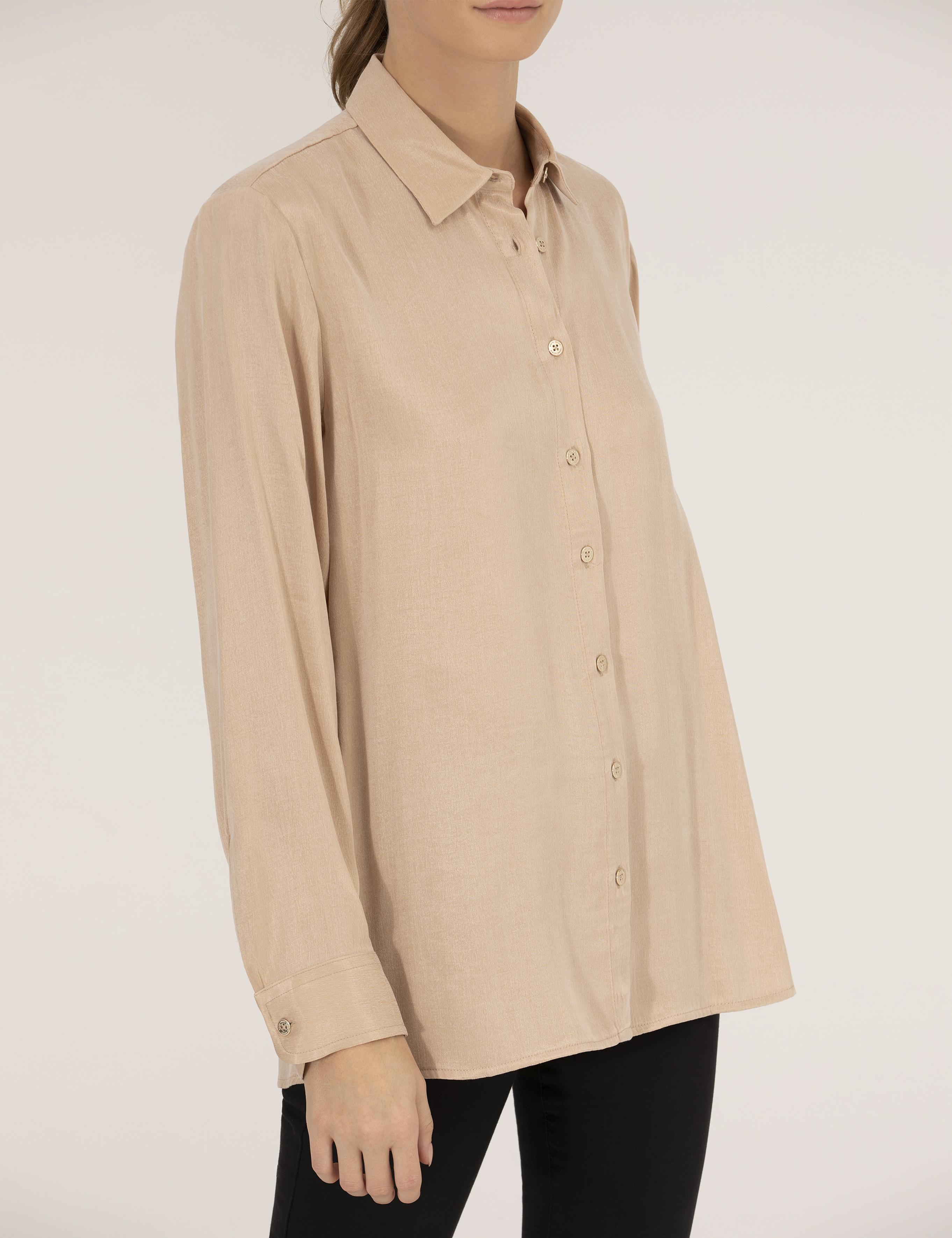 Bej Comfort Fit Uzun Kollu Gömlek