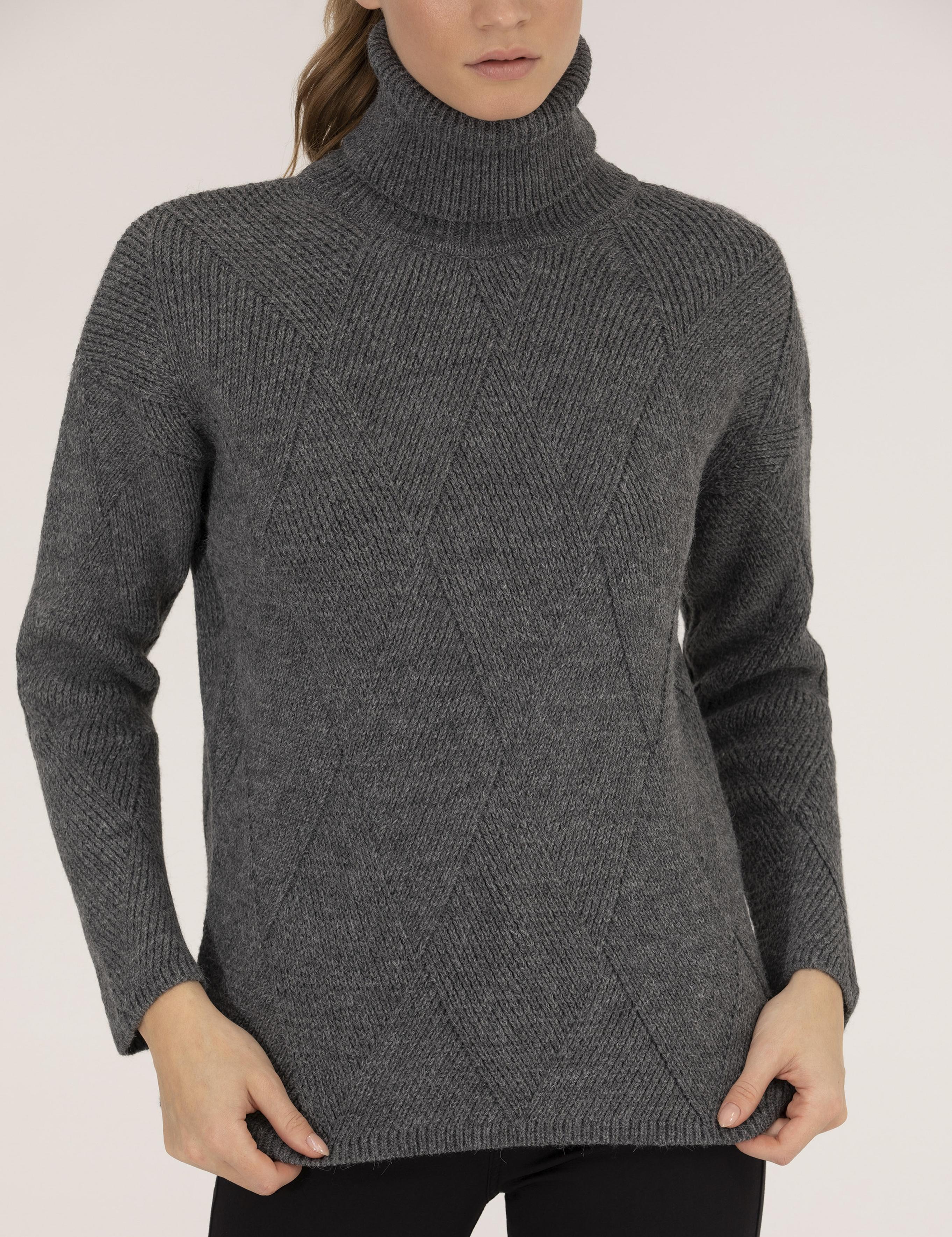 Antrasit Melanj Regular Fit Balıkçı Yaka Kazak