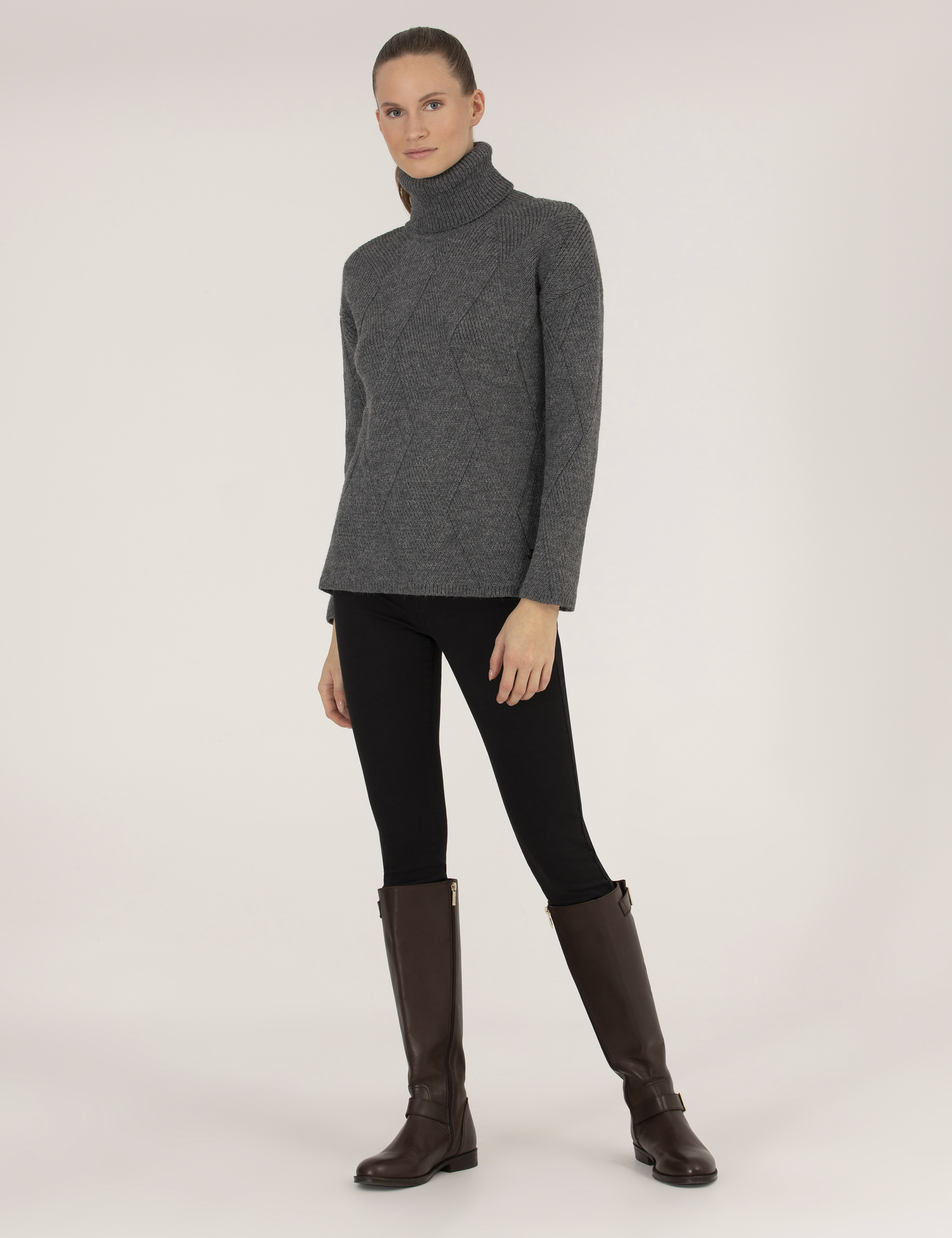 Antrasit Melanj Regular Fit Balıkçı Yaka Kazak - Image 3