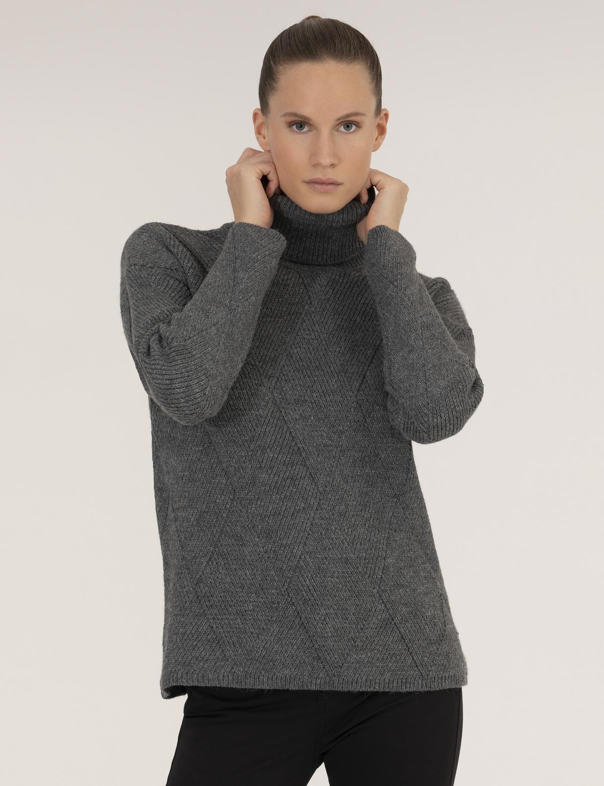 Antrasit Melanj Regular Fit Balıkçı Yaka Kazak