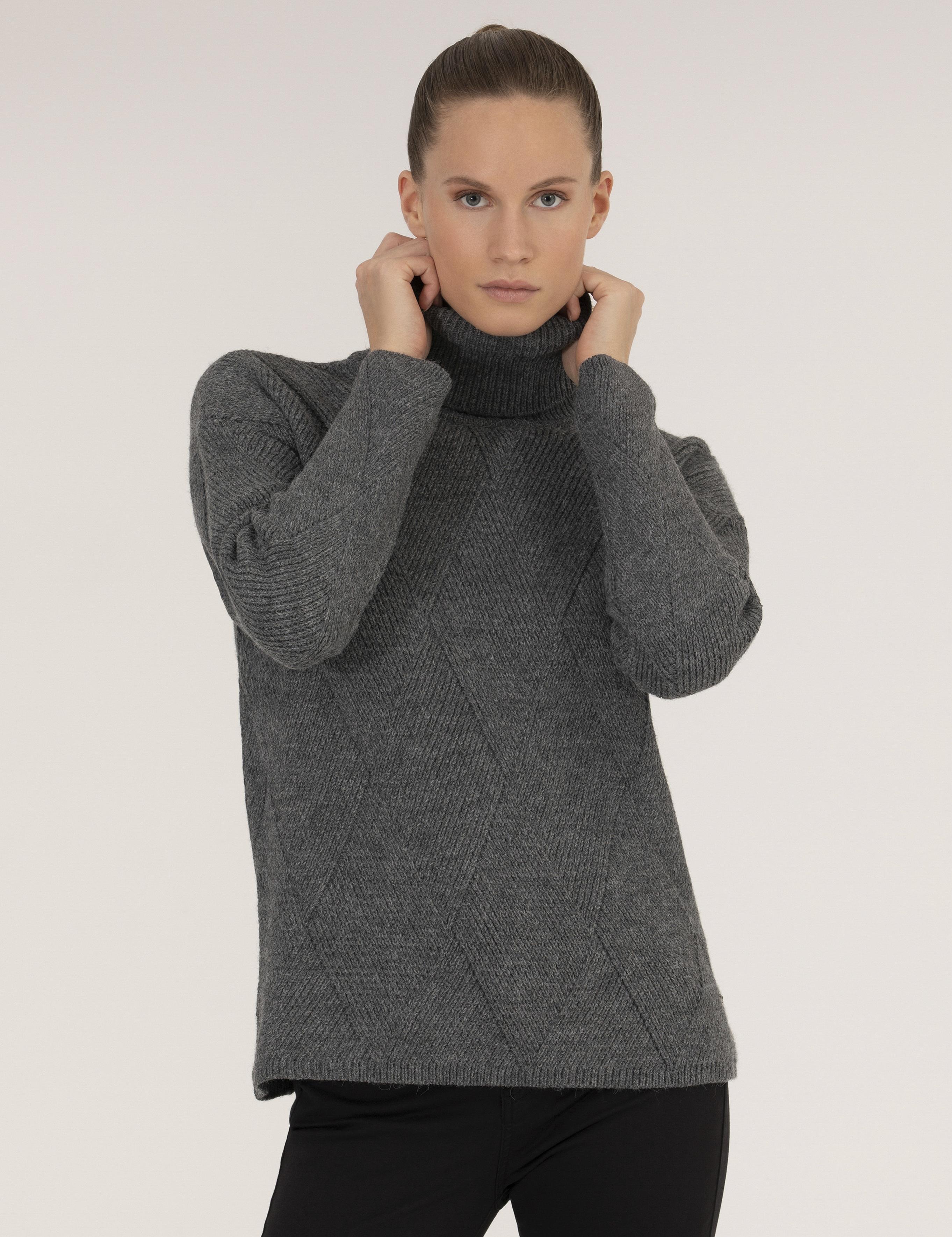 Antrasit Melanj Regular Fit Balıkçı Yaka Kazak