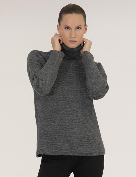 Antrasit Melanj Regular Fit Balıkçı Yaka Kazak - 50254224004