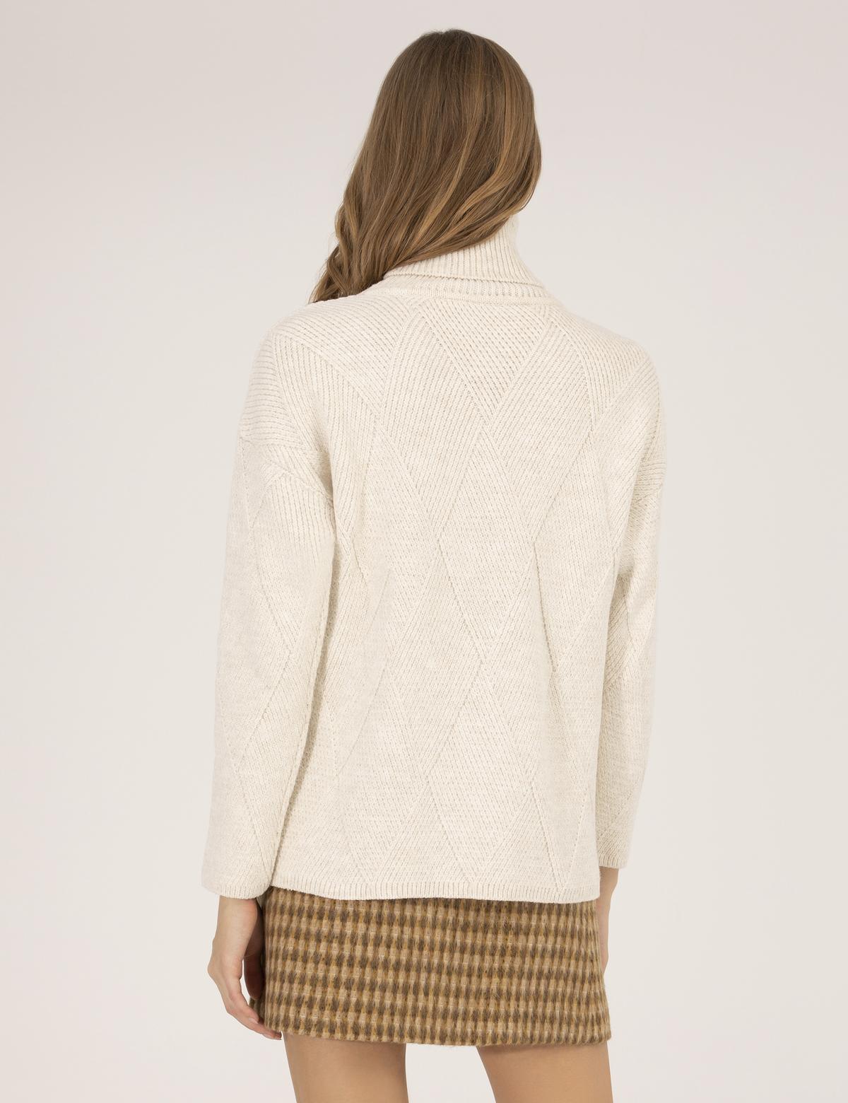 Ekru Regular Fit Balıkçı Yaka Kazak - 50254224027