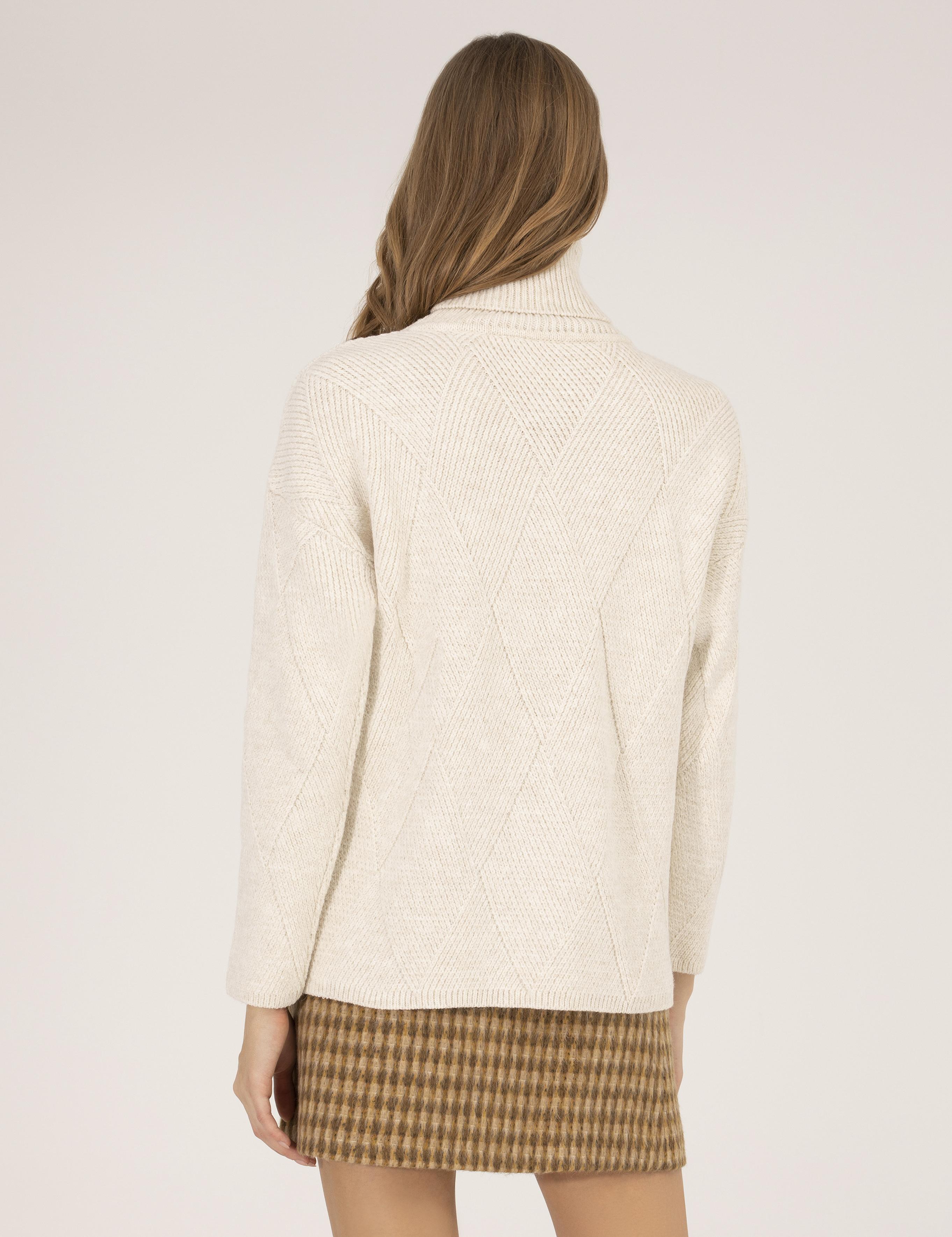 Ekru Regular Fit Balıkçı Yaka Kazak