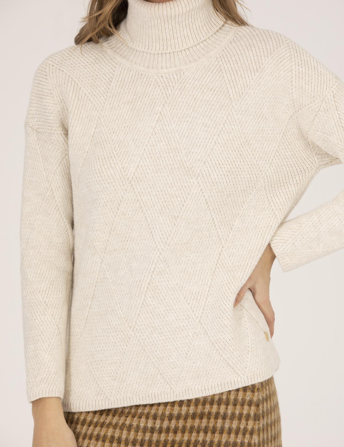 Ekru Regular Fit Balıkçı Yaka Kazak - 50254224027