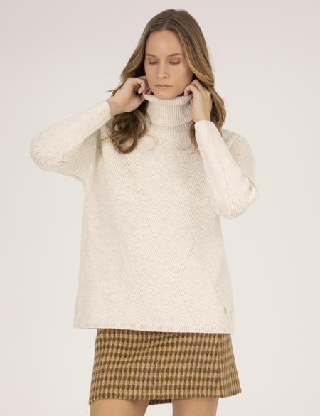 Ekru Regular Fit Balıkçı Yaka Kazak - 50254224027