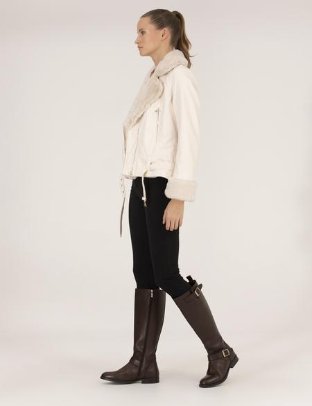 Ekru Crop Top Suni Deri Ceket - 50254300025