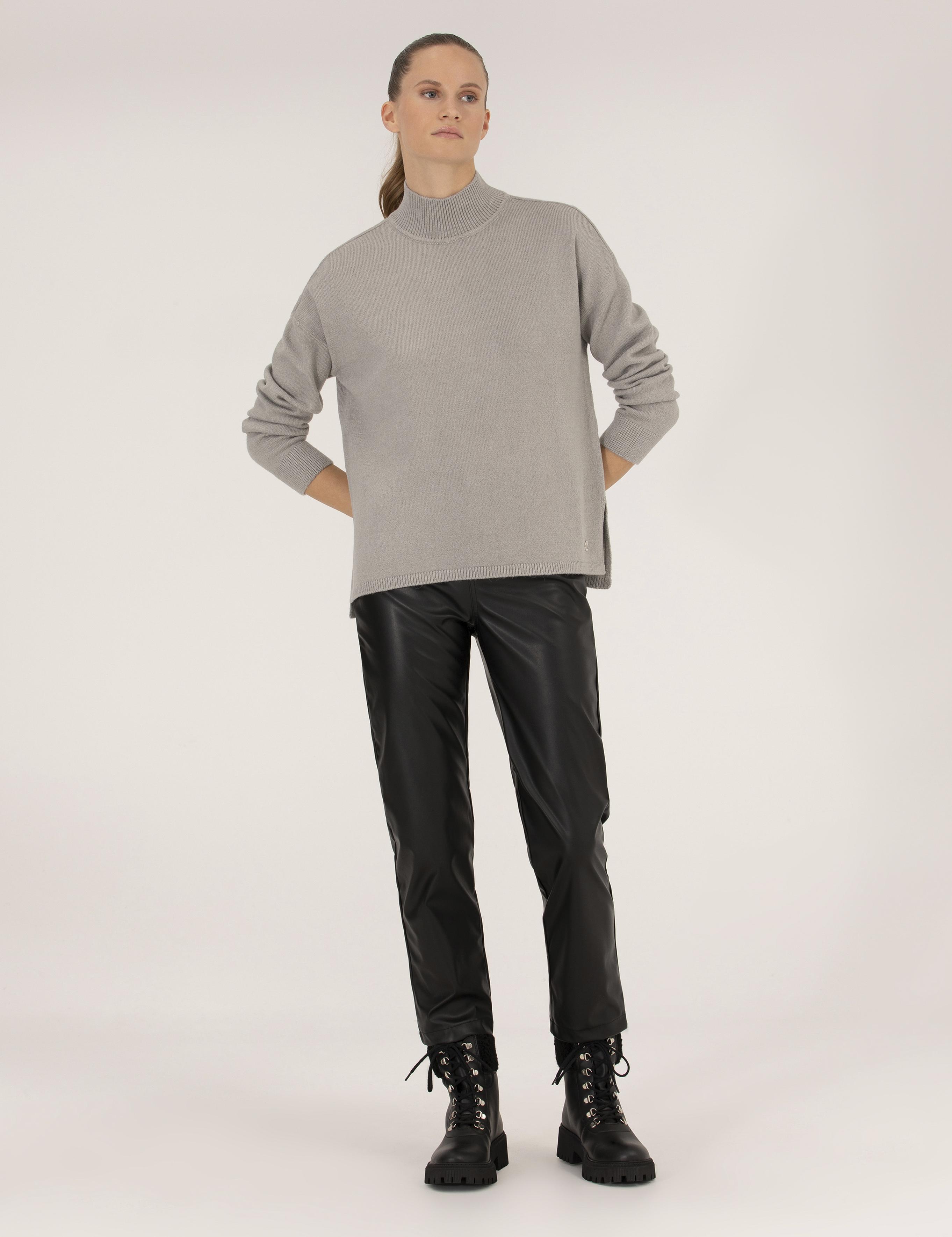 Gri Comfort Fit Basic Balıkçı Yaka Kazak