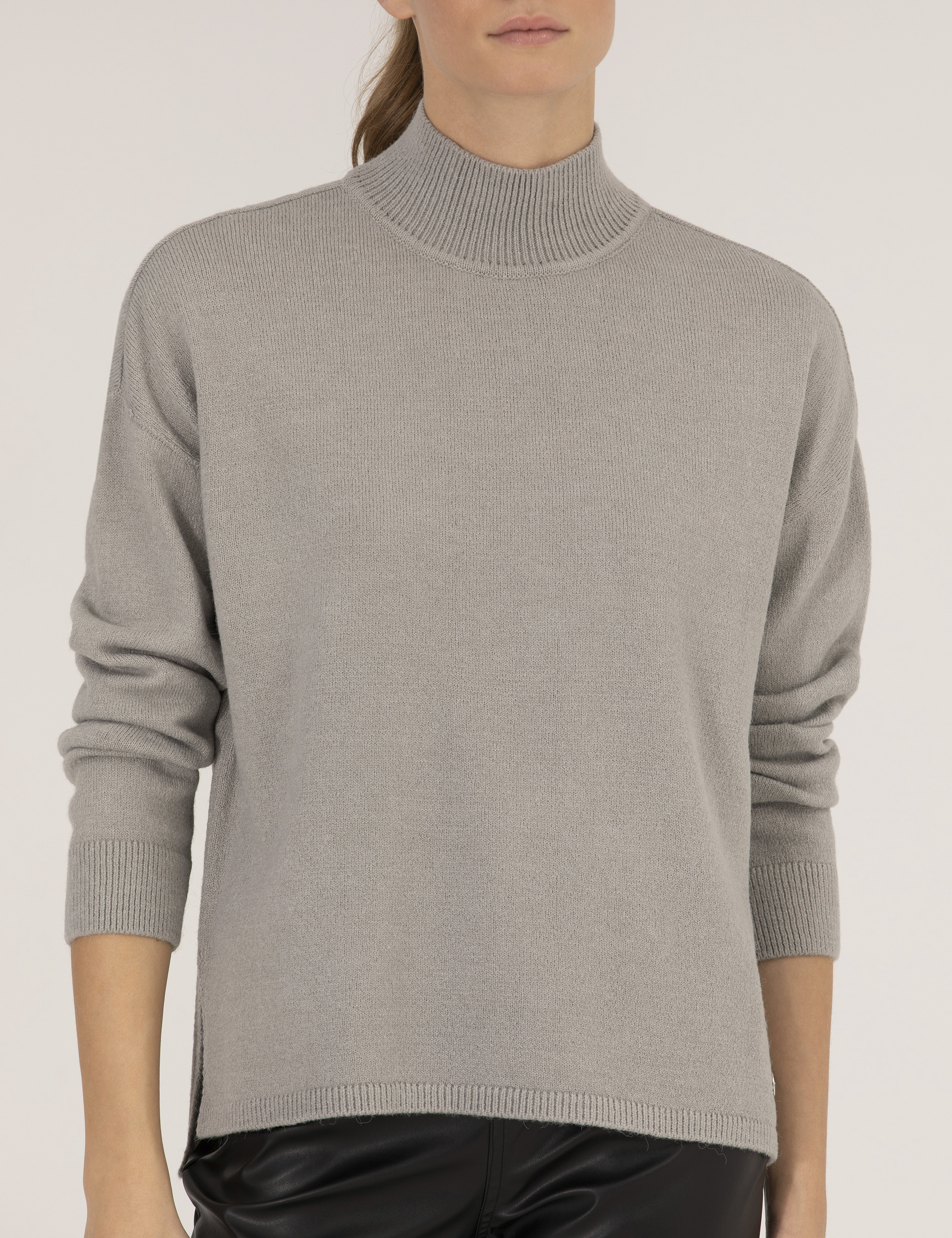 Gri Comfort Fit Basic Balıkçı Yaka Kazak - Image 4