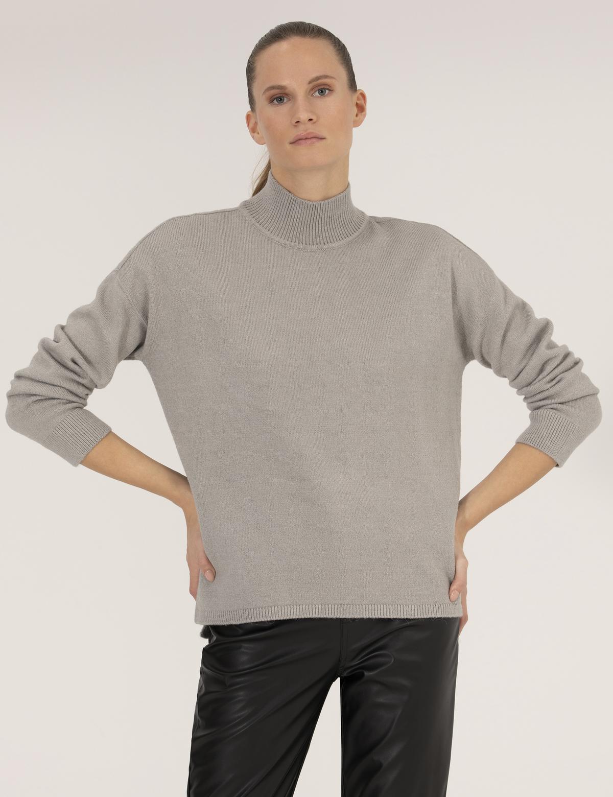 Gri Comfort Fit Basic Balıkçı Yaka Kazak