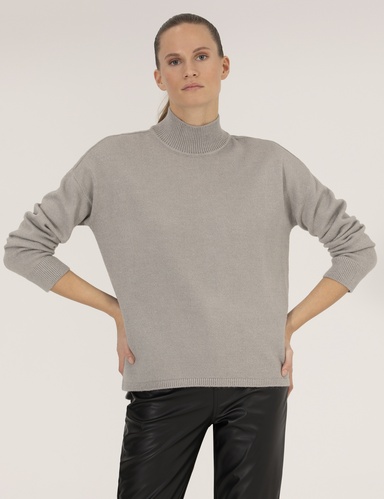Gri Comfort Fit Basic Balıkçı Yaka Kazak