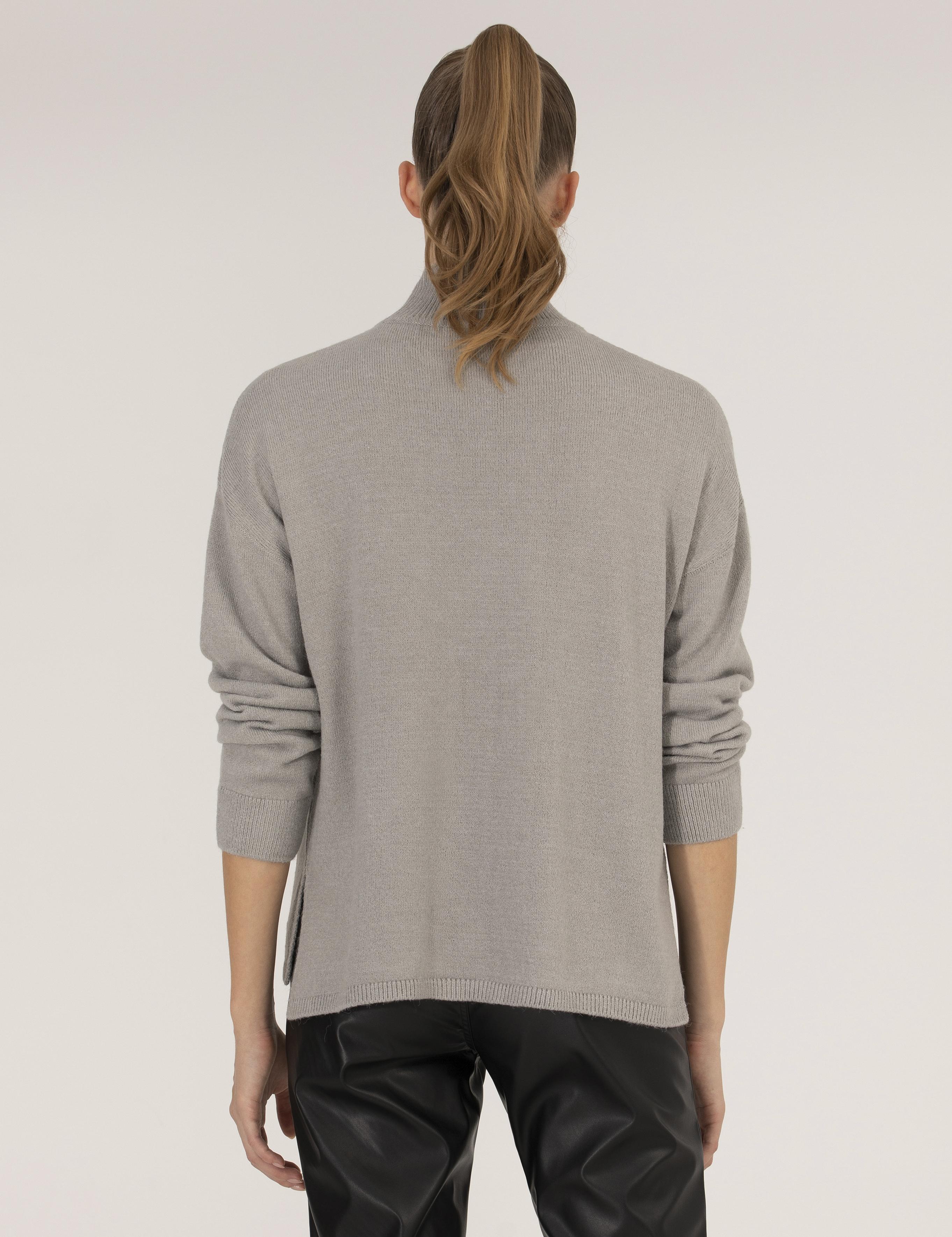 Gri Comfort Fit Basic Balıkçı Yaka Kazak