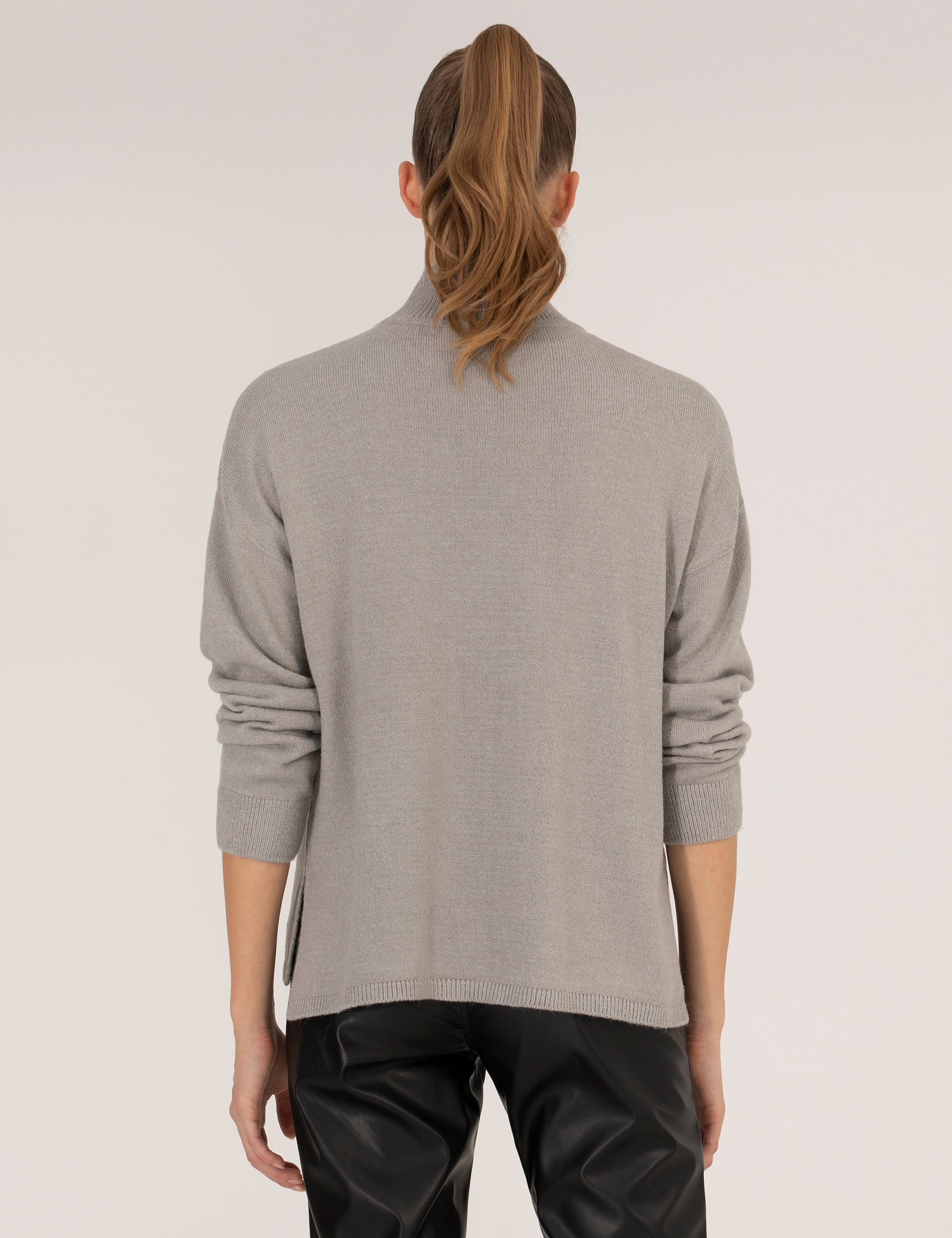 Gri Comfort Fit Basic Balıkçı Yaka Kazak - Image 5