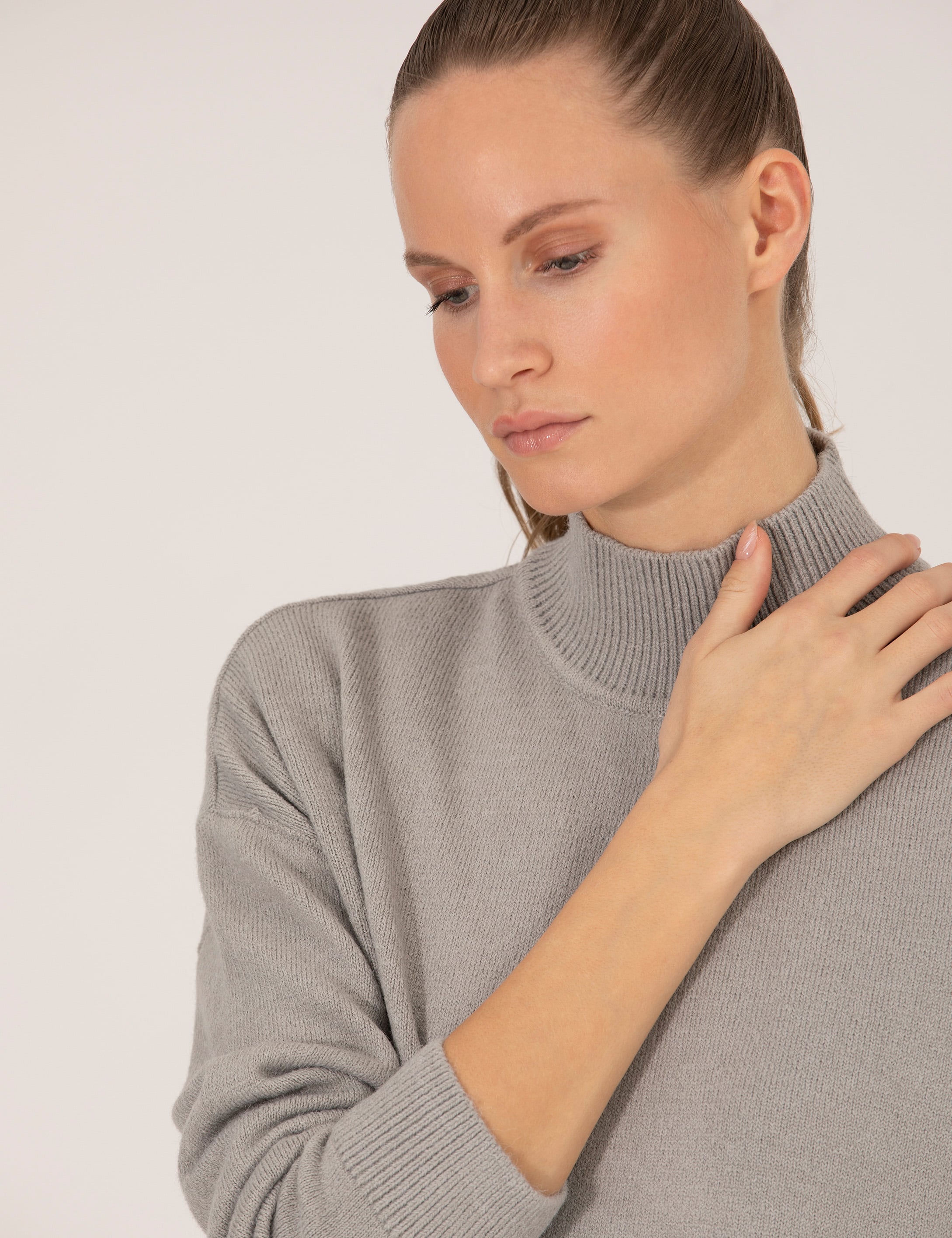 Gri Comfort Fit Basic Balıkçı Yaka Kazak