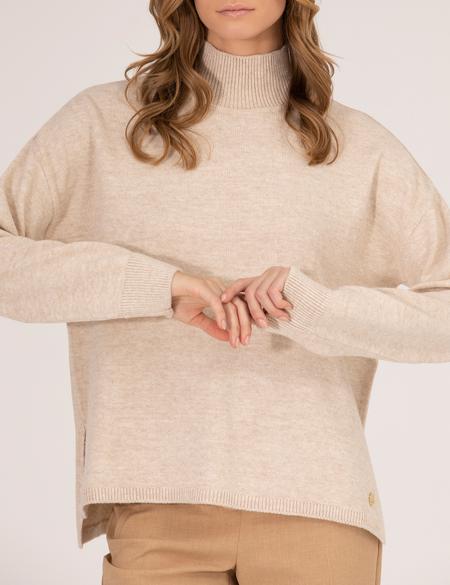 Krem Melanj Comfort Fit Basic Balıkçı Yaka Kazak - 50260244034