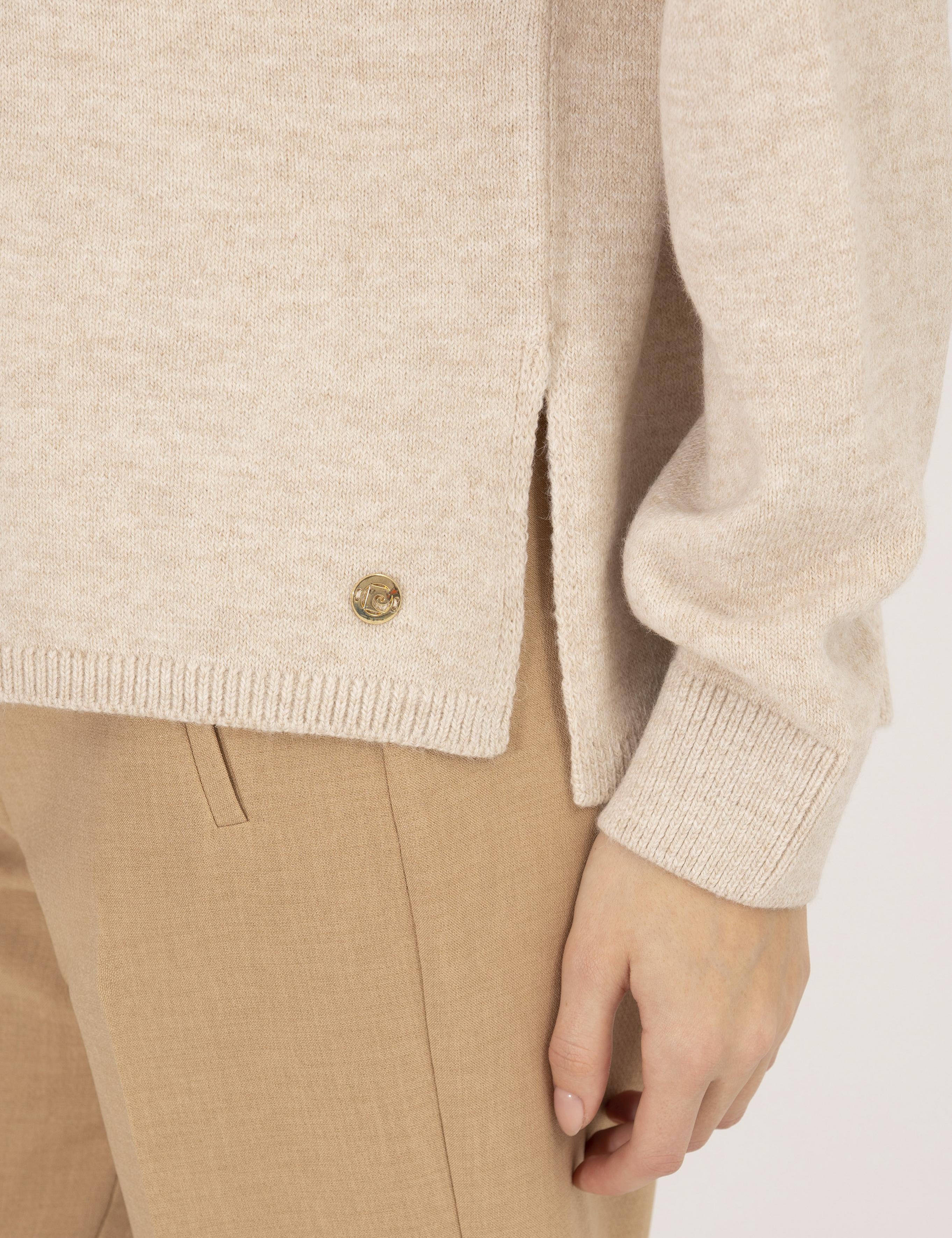 Krem Melanj Comfort Fit Basic Balıkçı Yaka Kazak