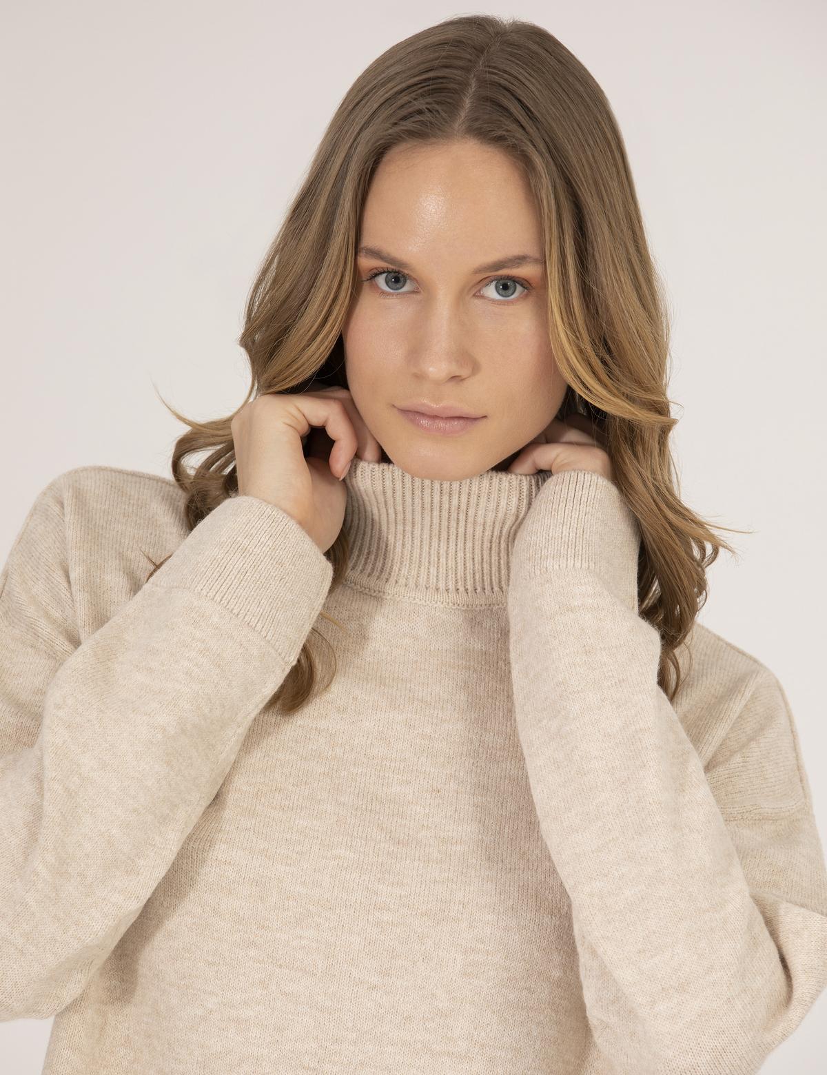 Krem Melanj Comfort Fit Basic Balıkçı Yaka Kazak - 50260244034