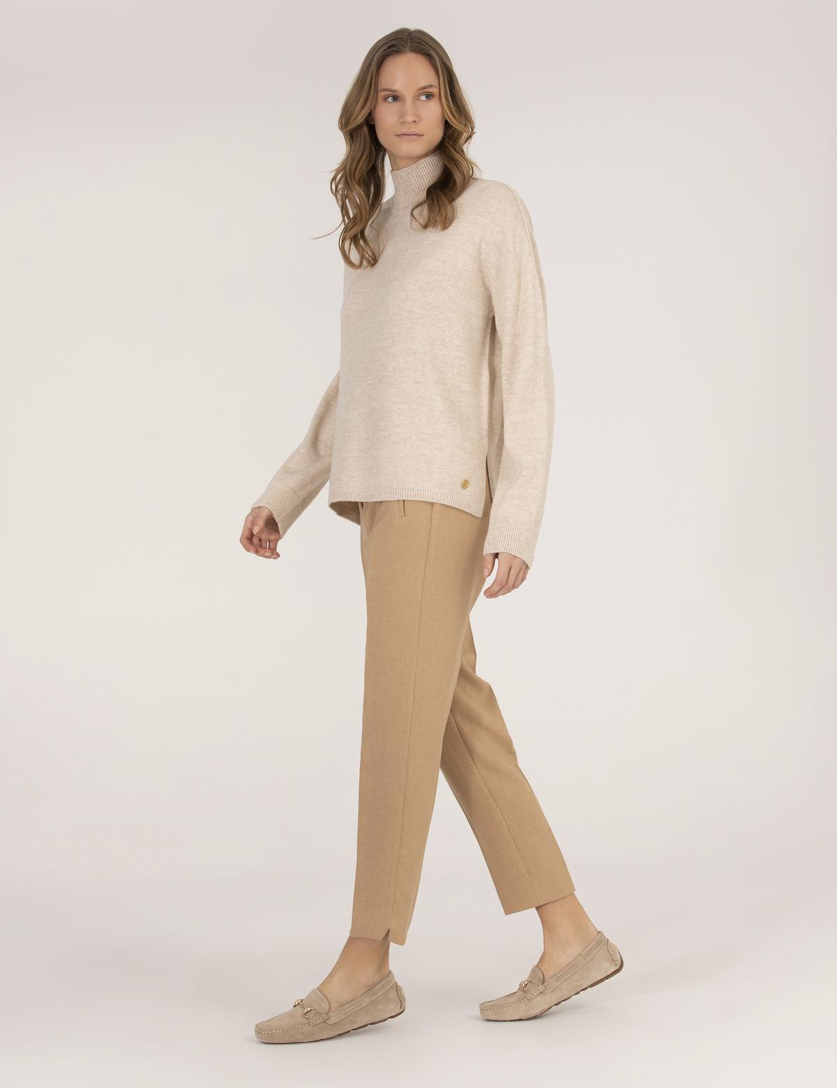 Krem Melanj Comfort Fit Basic Balıkçı Yaka Kazak - 50260244034